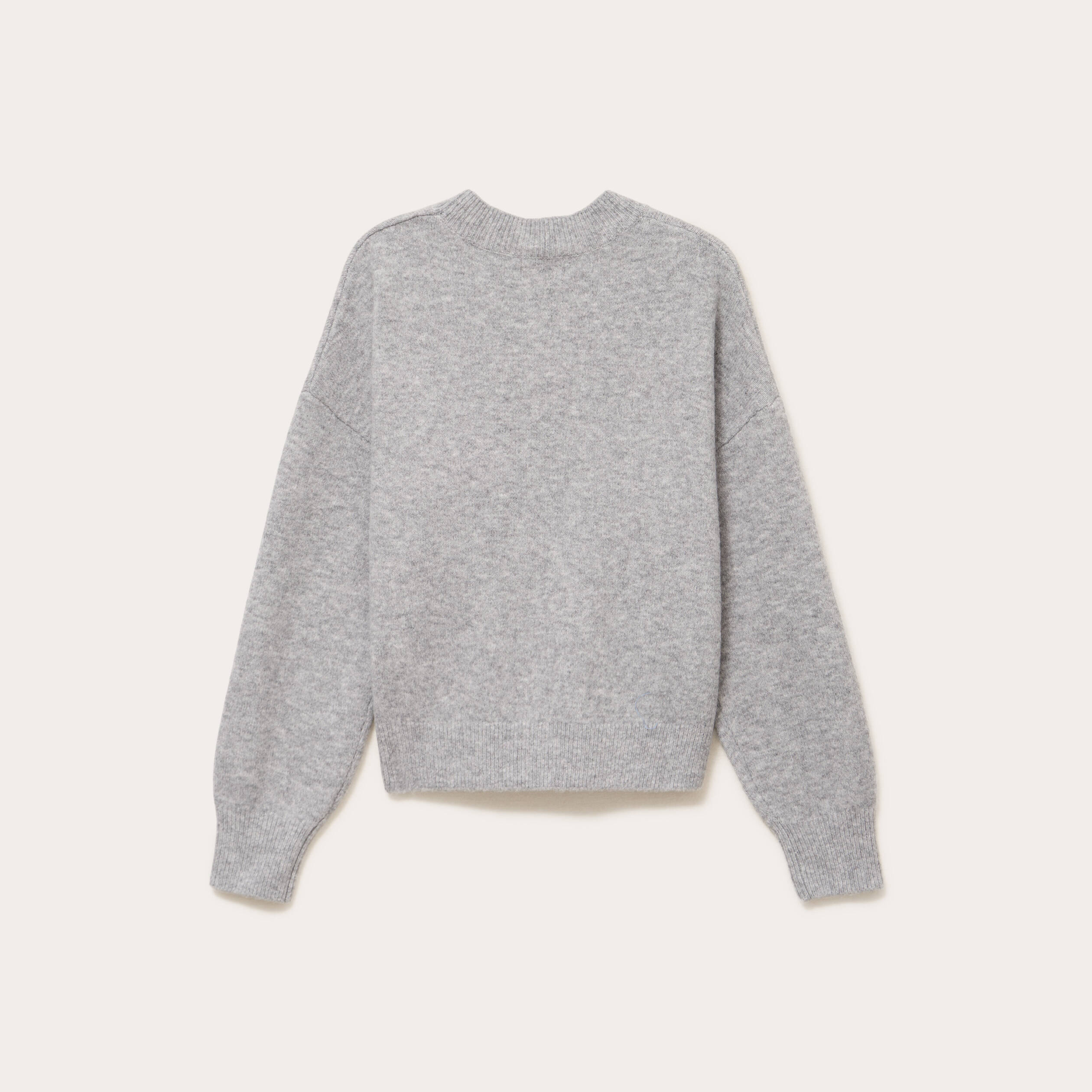 Pull col rond gris clair femme