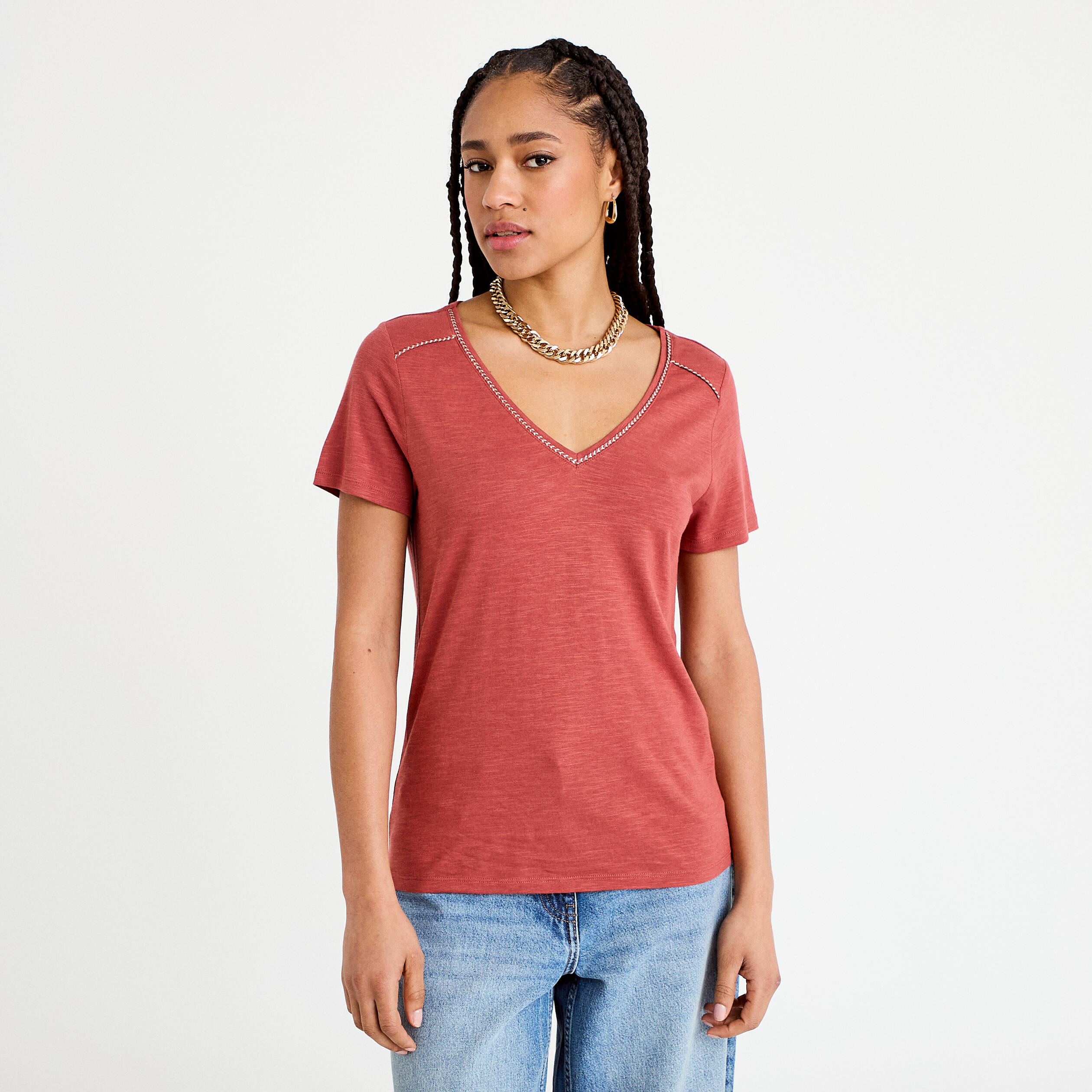 T-shirt manches courtes vieux rose femme