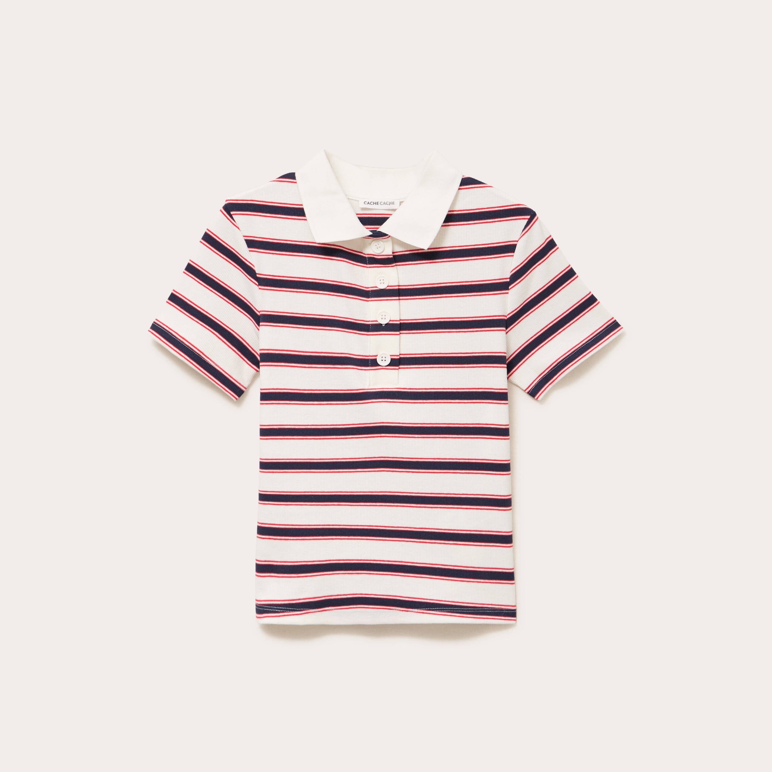 T-shirt c&ocirc;tel&eacute; col polo rouge femme