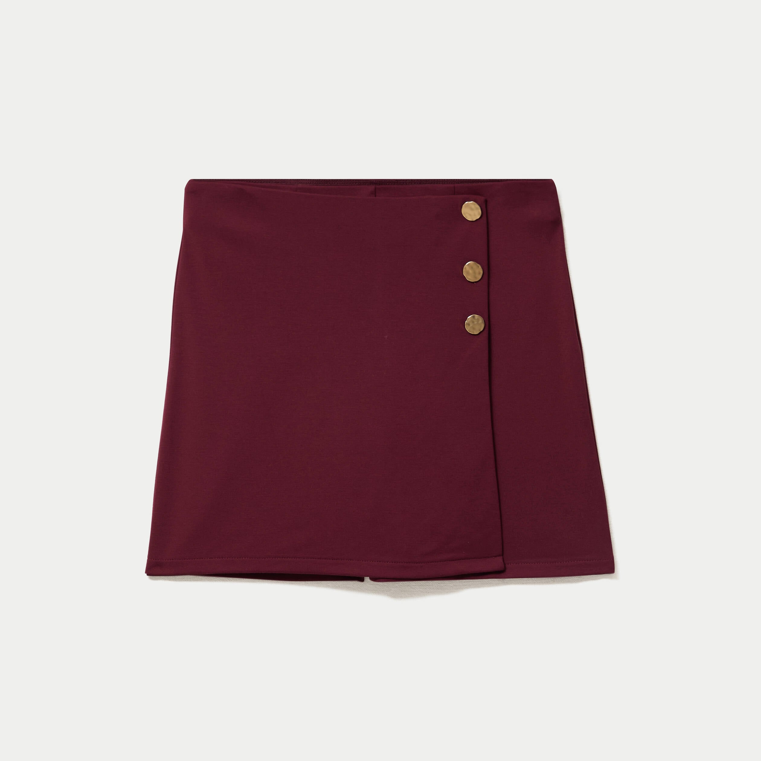 Jupe-short trap&egrave;ze en maille bordeaux femme