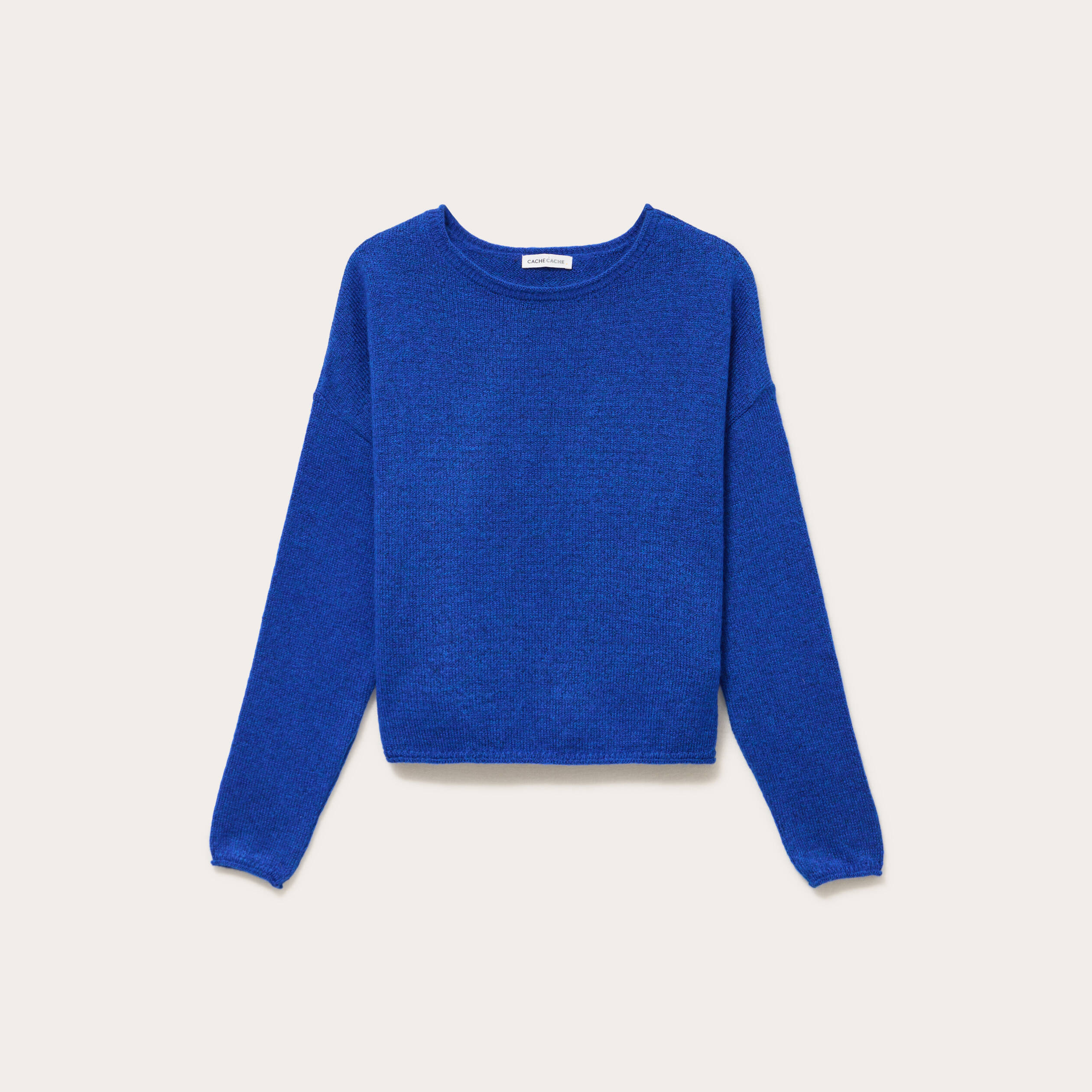 Pull manches longues bleu electrique femme
