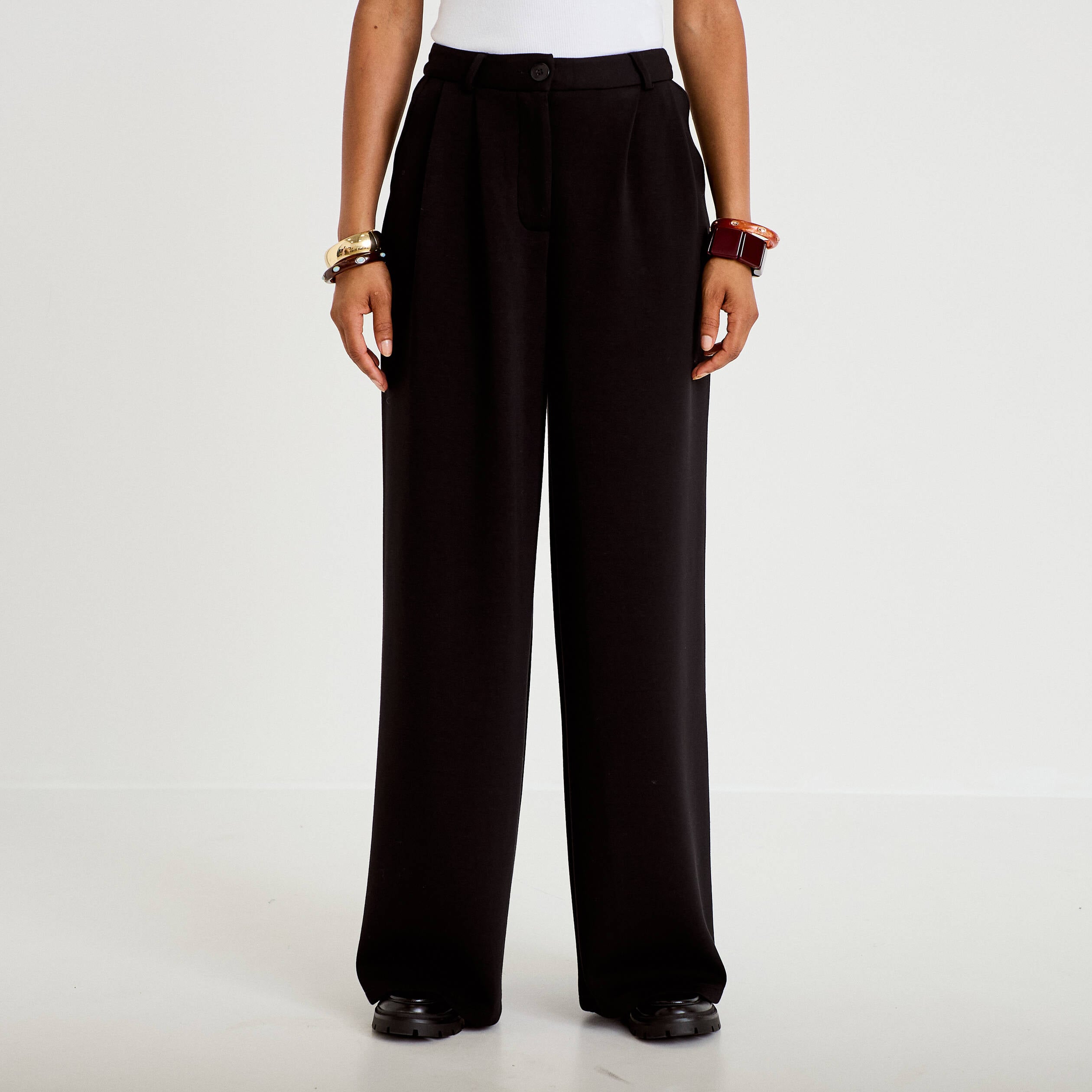 Pantalon bootcut taille standard noir femme