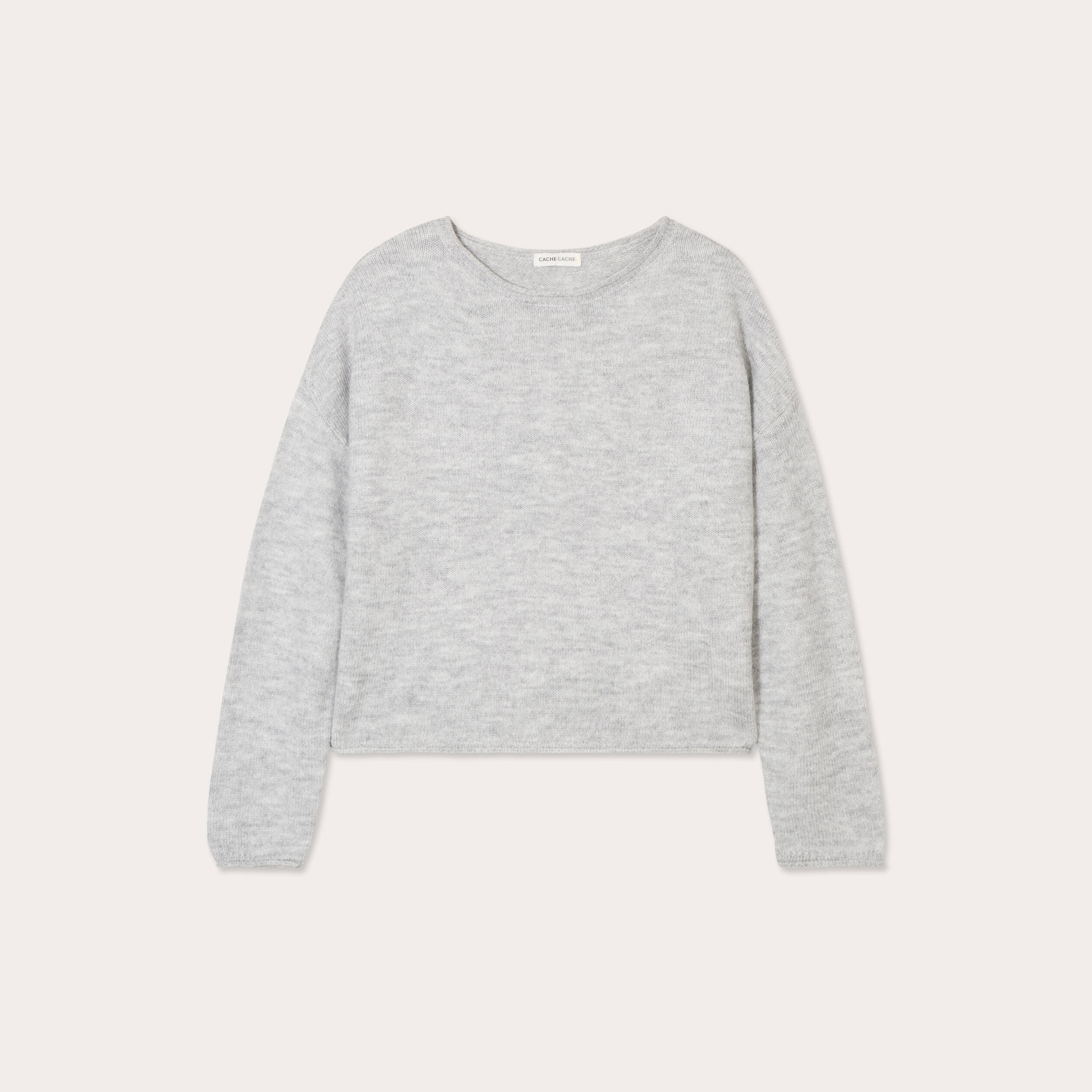 Pull manches longues gris clair femme