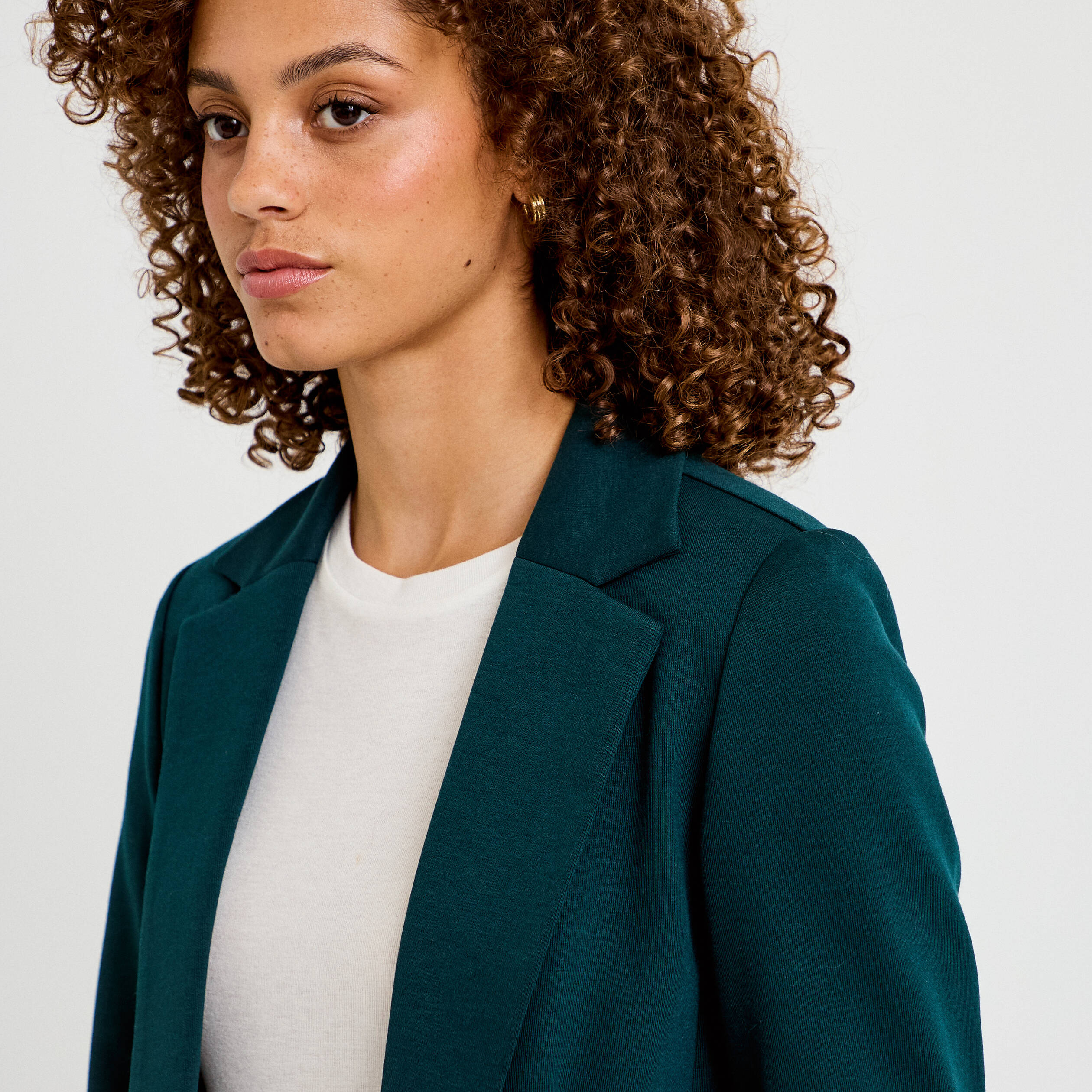 Veste blazer cintr&eacute;e vert fonc&eacute; femme
