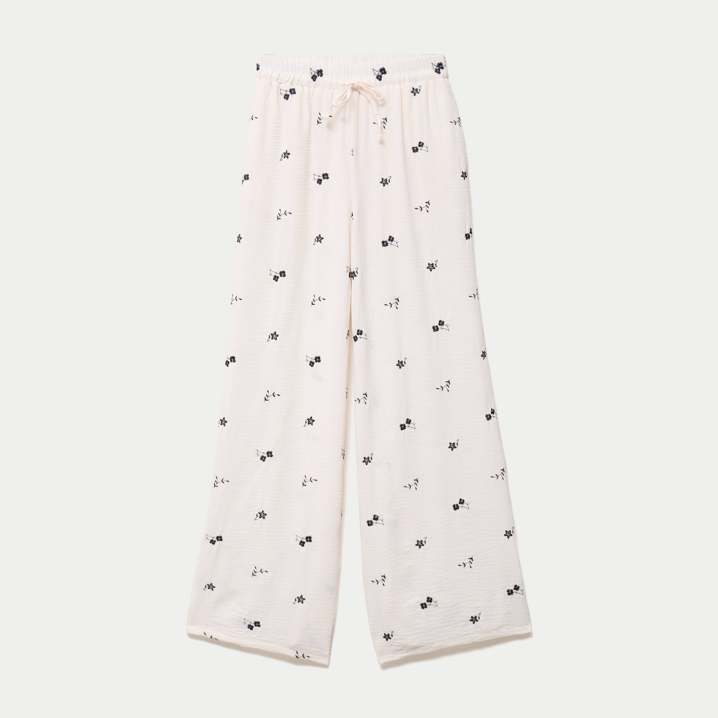 Pantalon bootcut brod&eacute; taille standard blanc femme