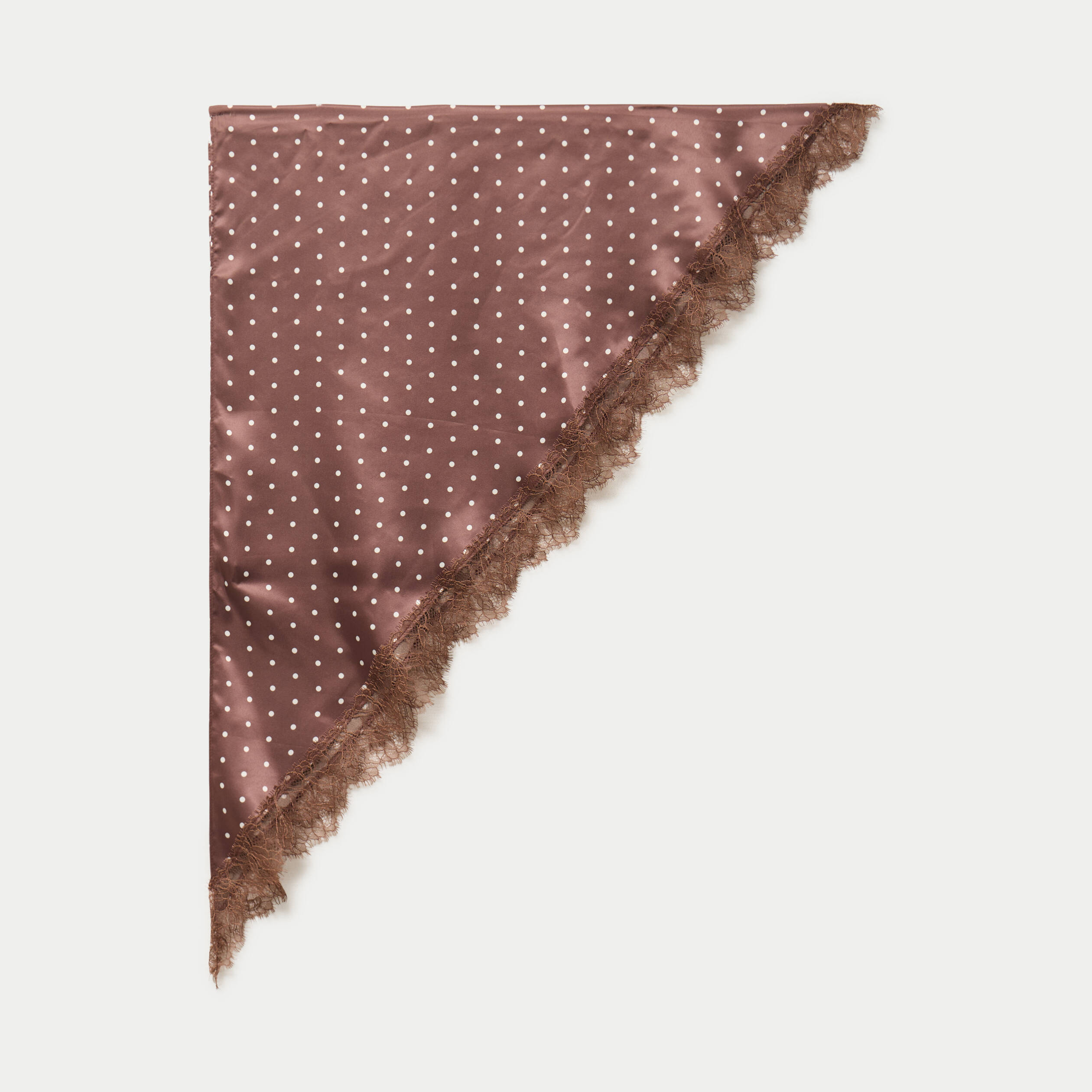 Foulard satin&eacute; avec dentelle marron fonc&eacute; femme