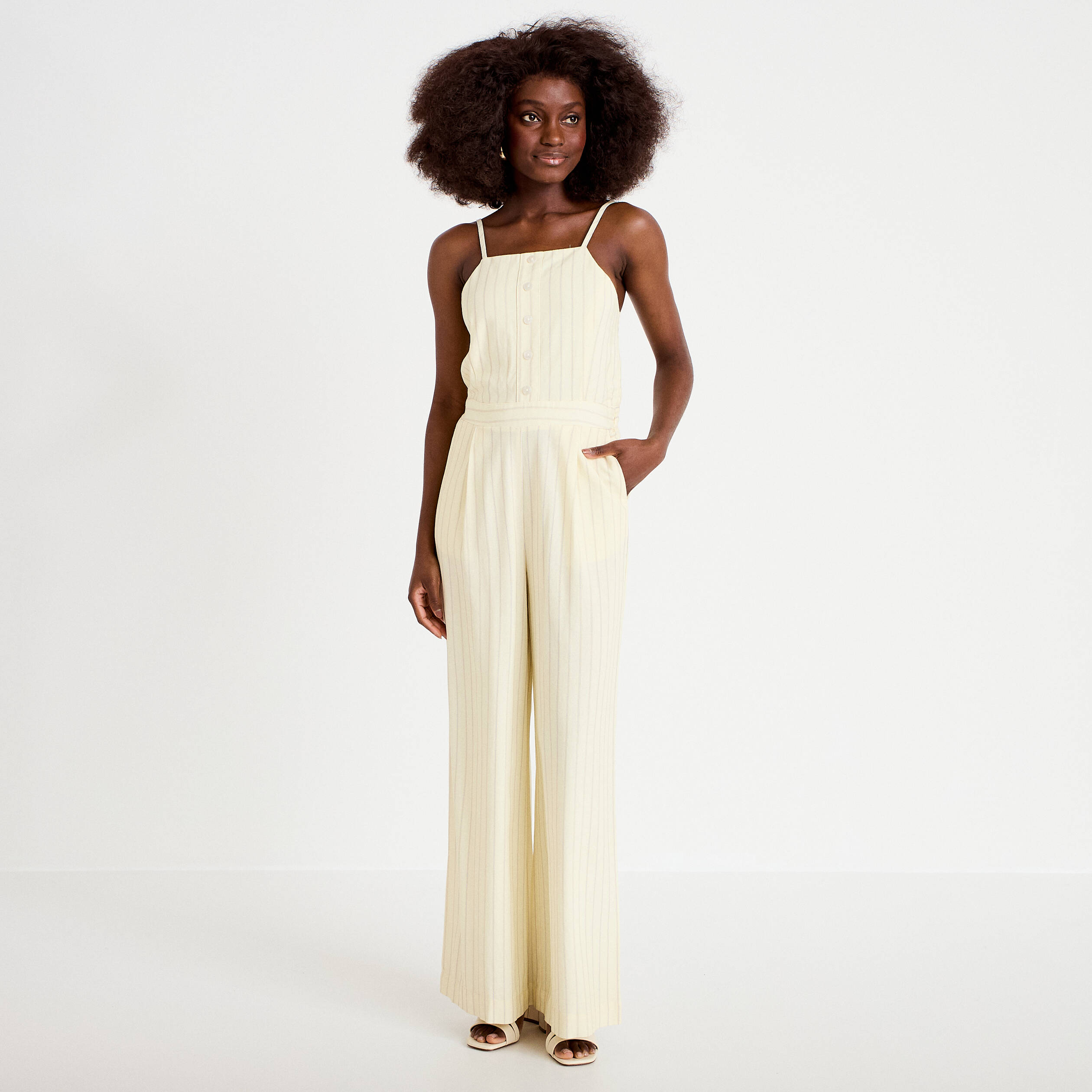 Combinaison large col am&eacute;ricain jaune pastel femme