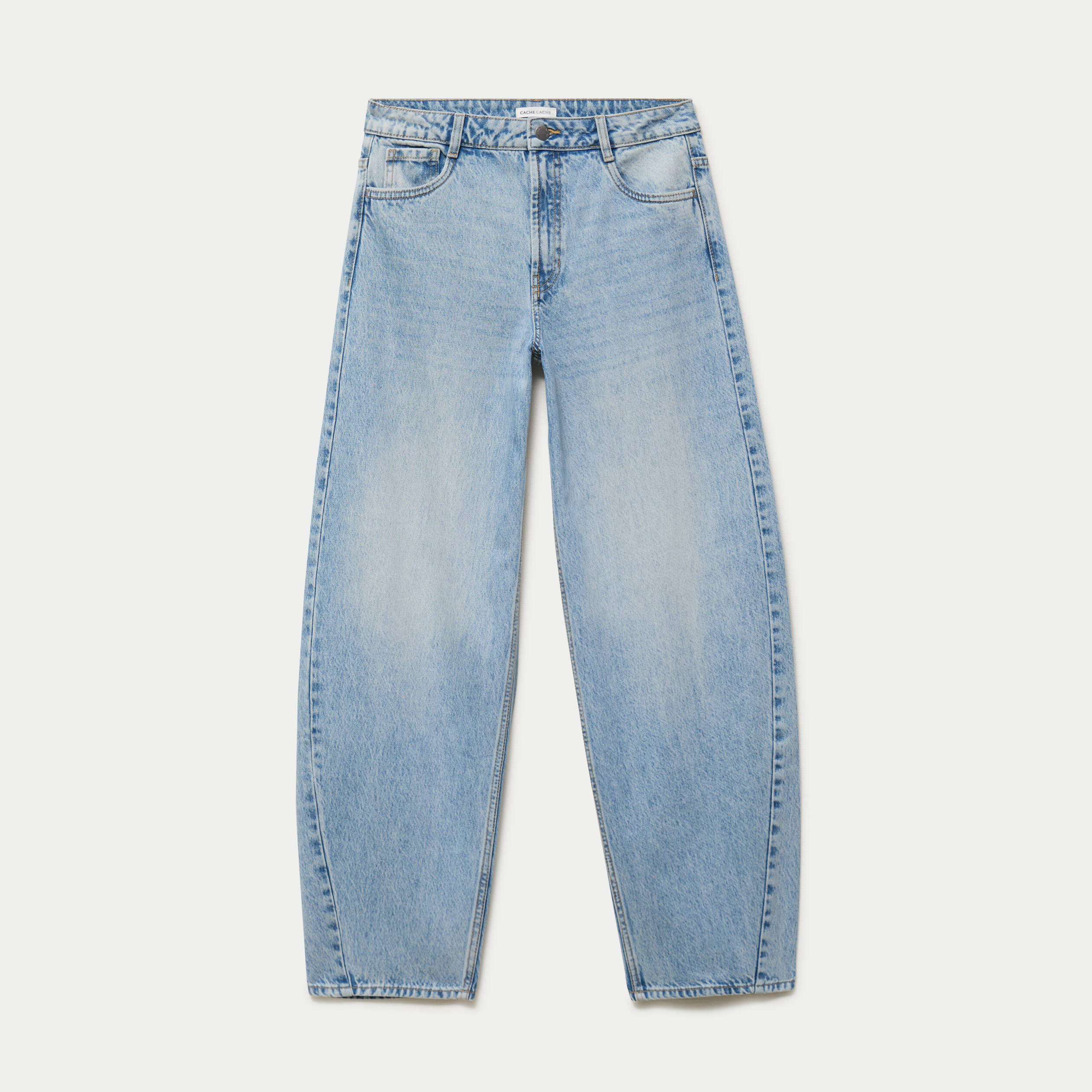 Jean coupe large denim triple stone femme