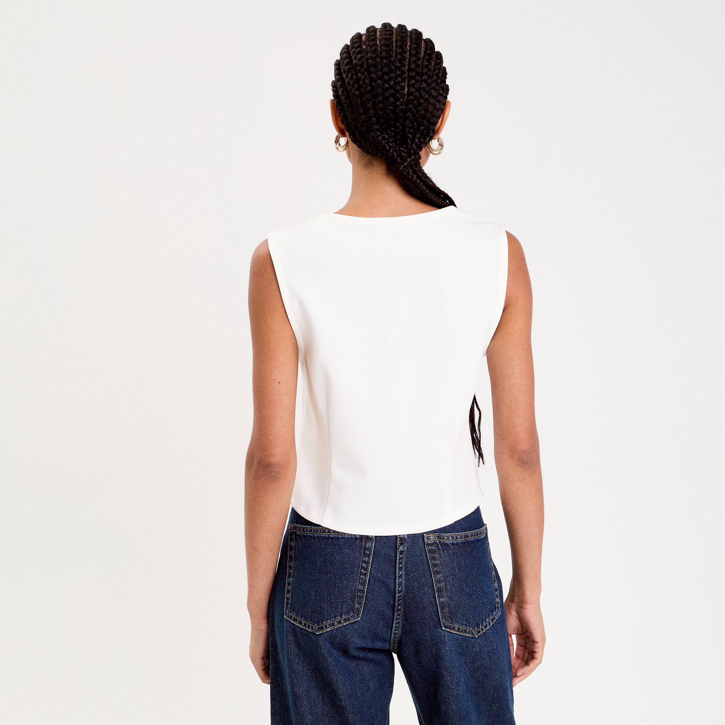 Gilet sans manches blanc femme
