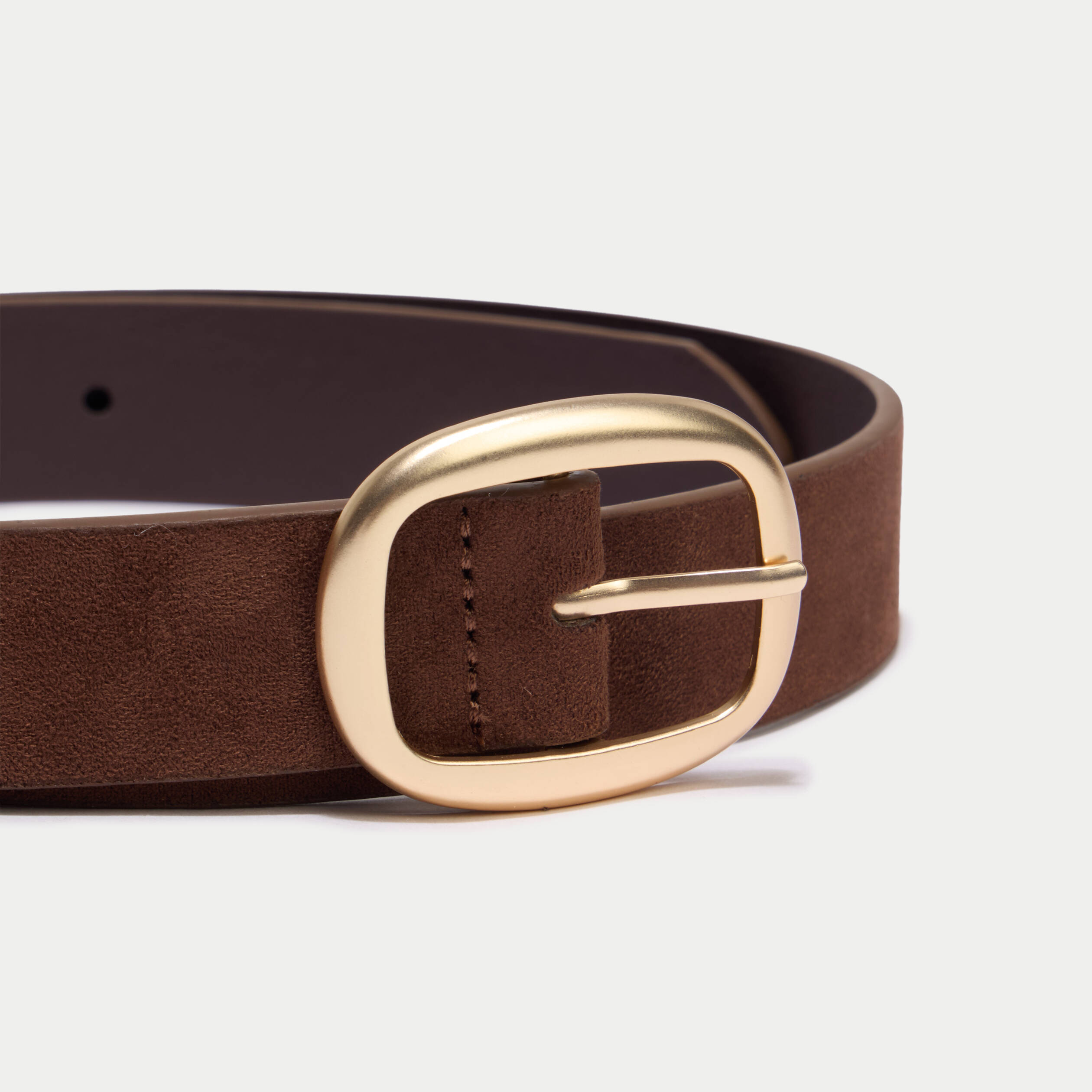 Ceinture large aspect daim marron fonc&eacute; femme