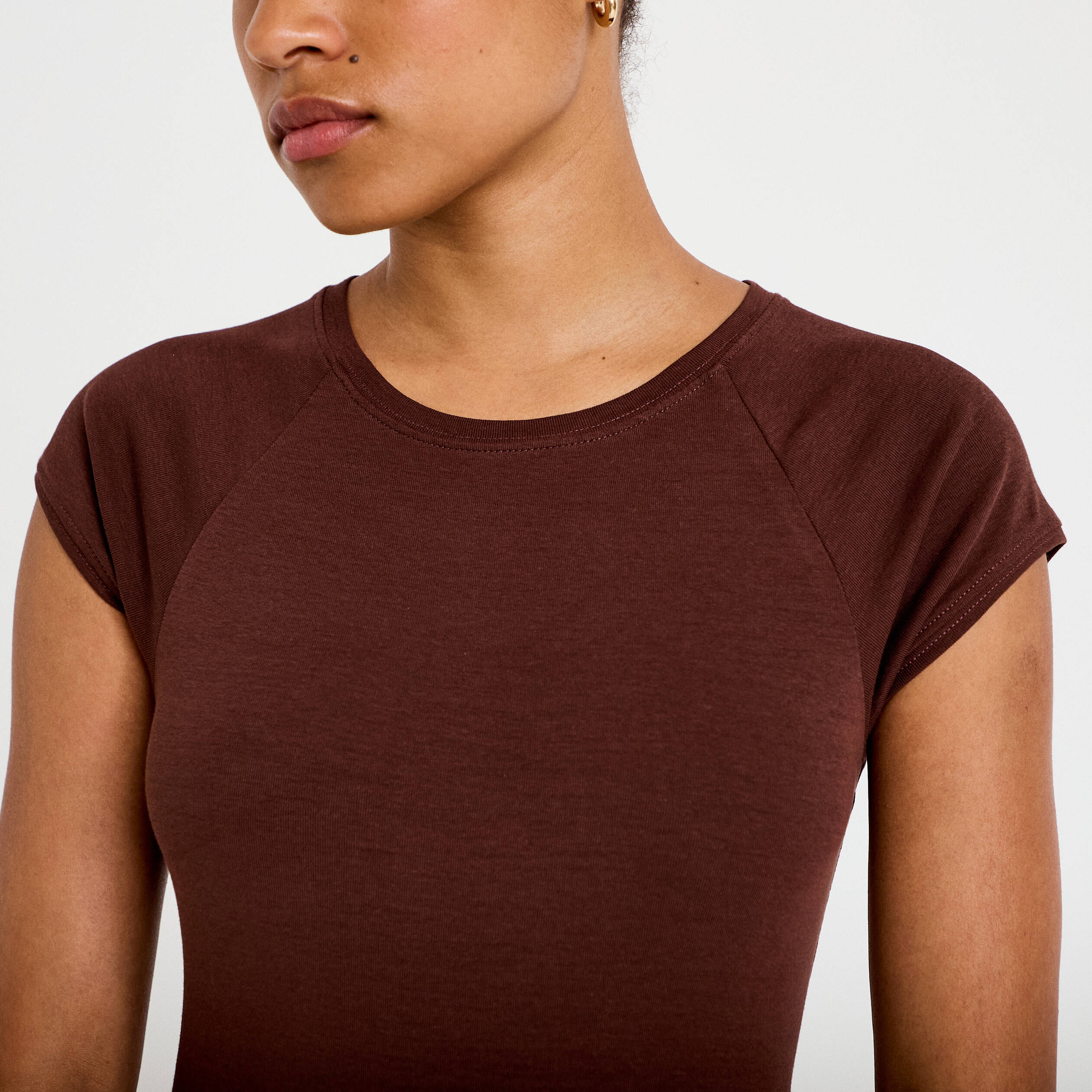 T-shirt manches courtes marron femme