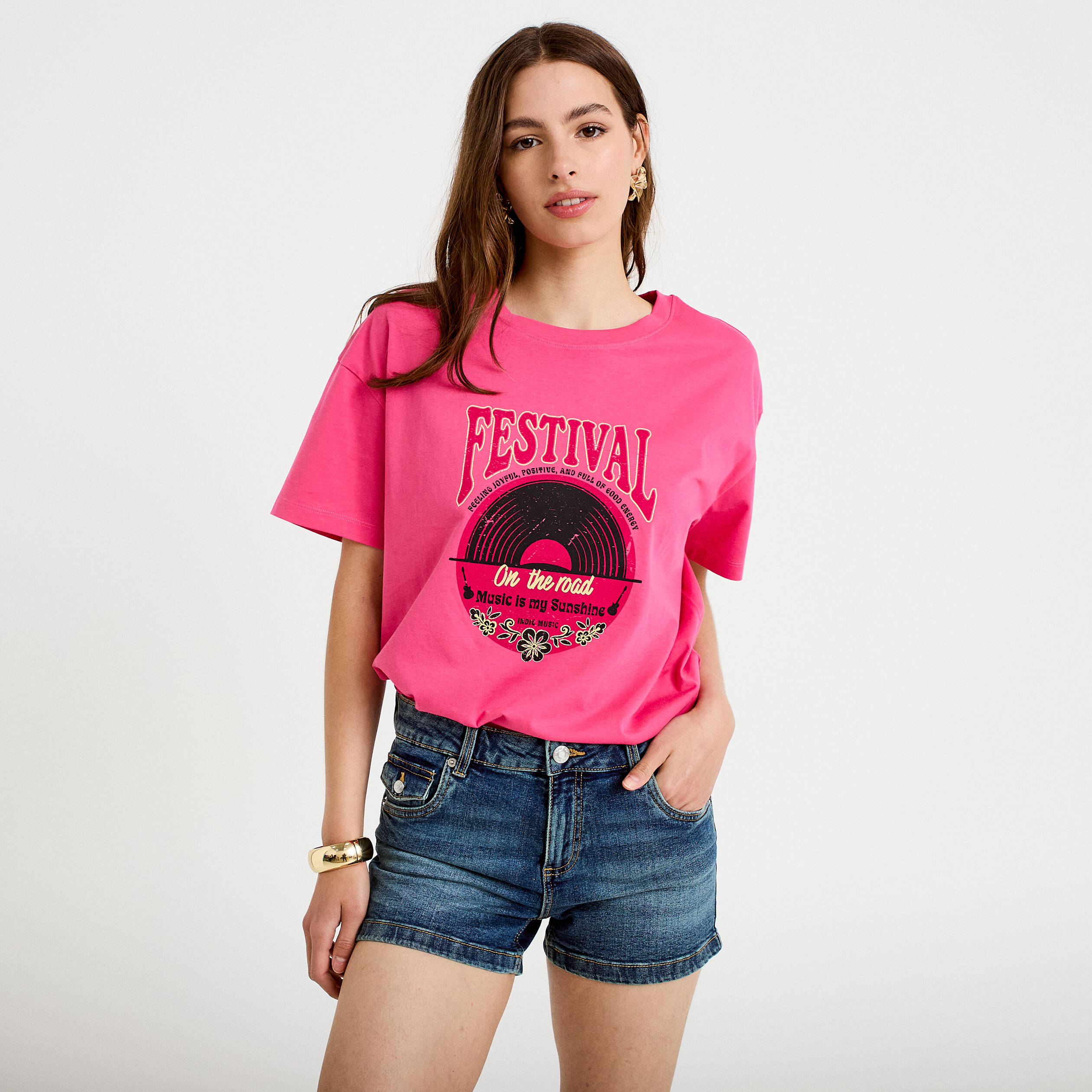 Short slim cigarette en jean stretch denim dirty femme