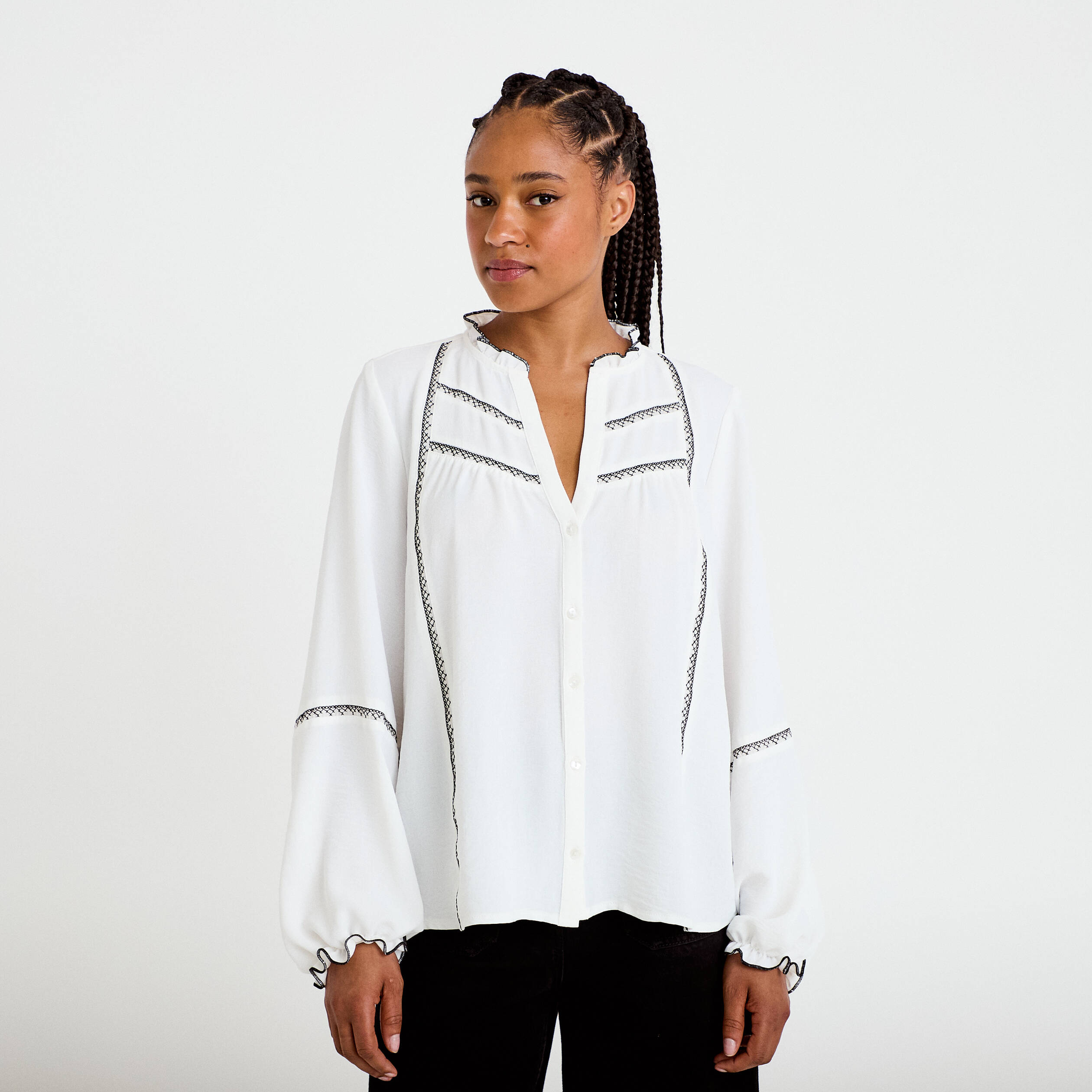 Blouse manches longues ecru femme