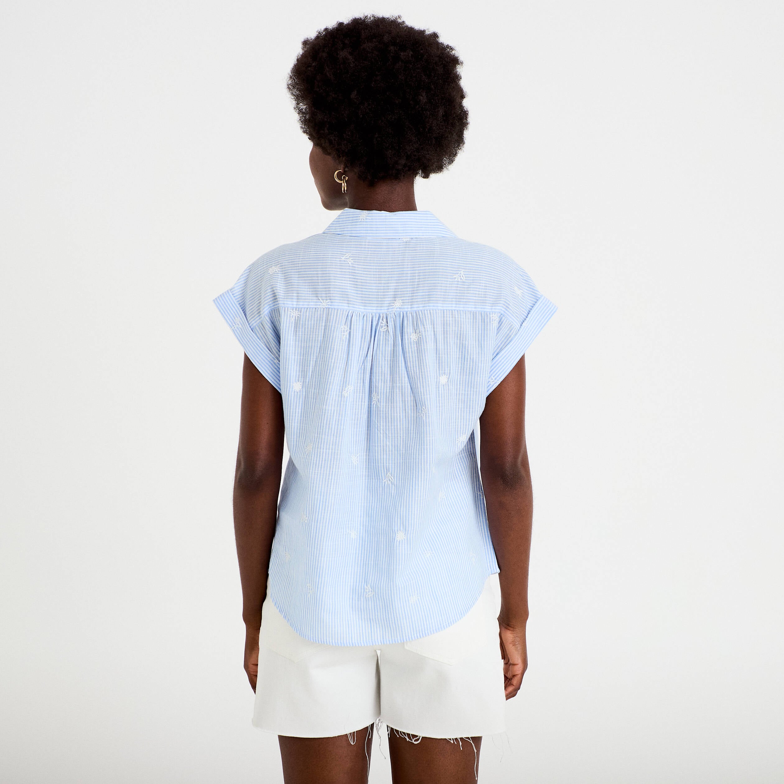 Blouse droite sans manches col rond blanc femme