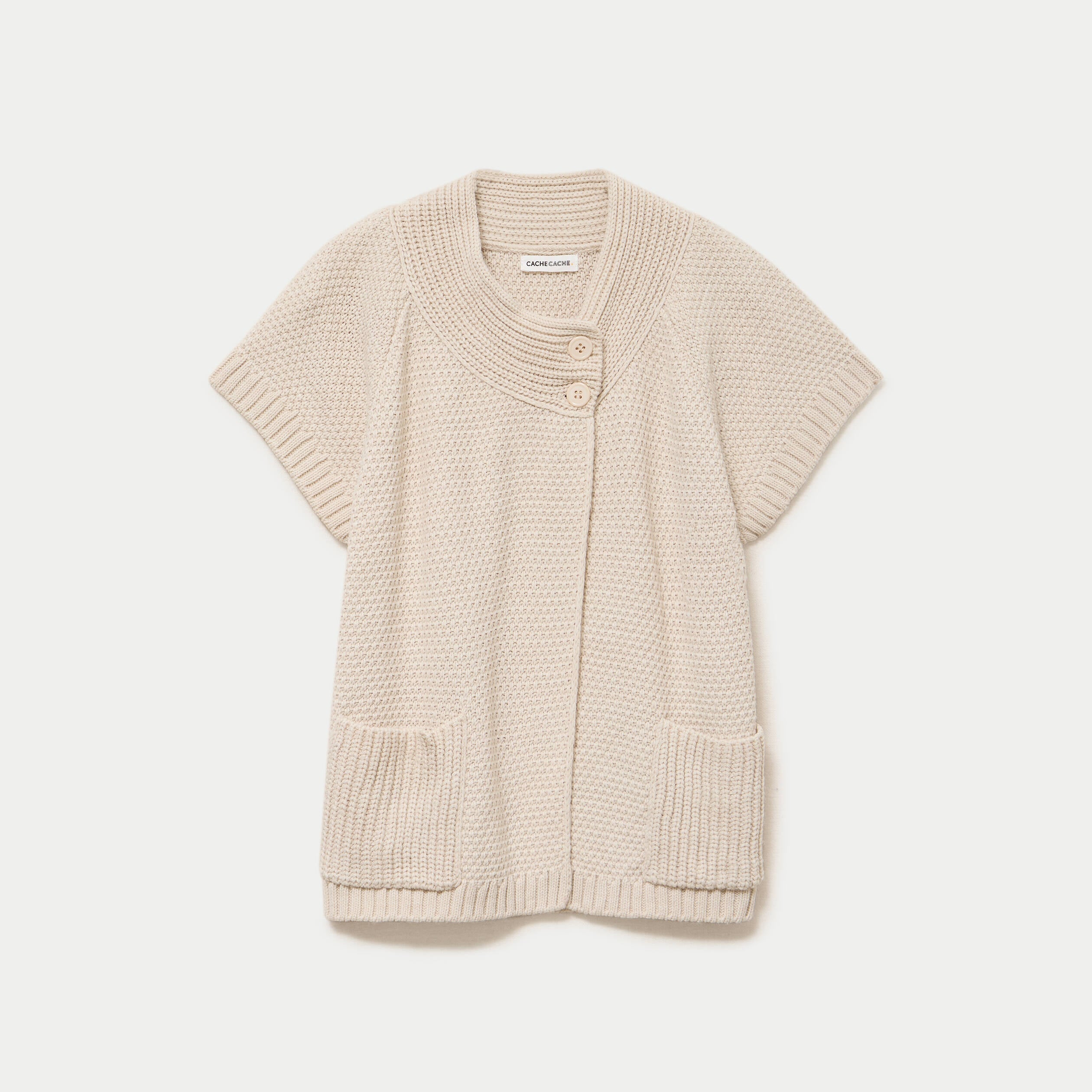 Gilet sans manches col montant beige femme