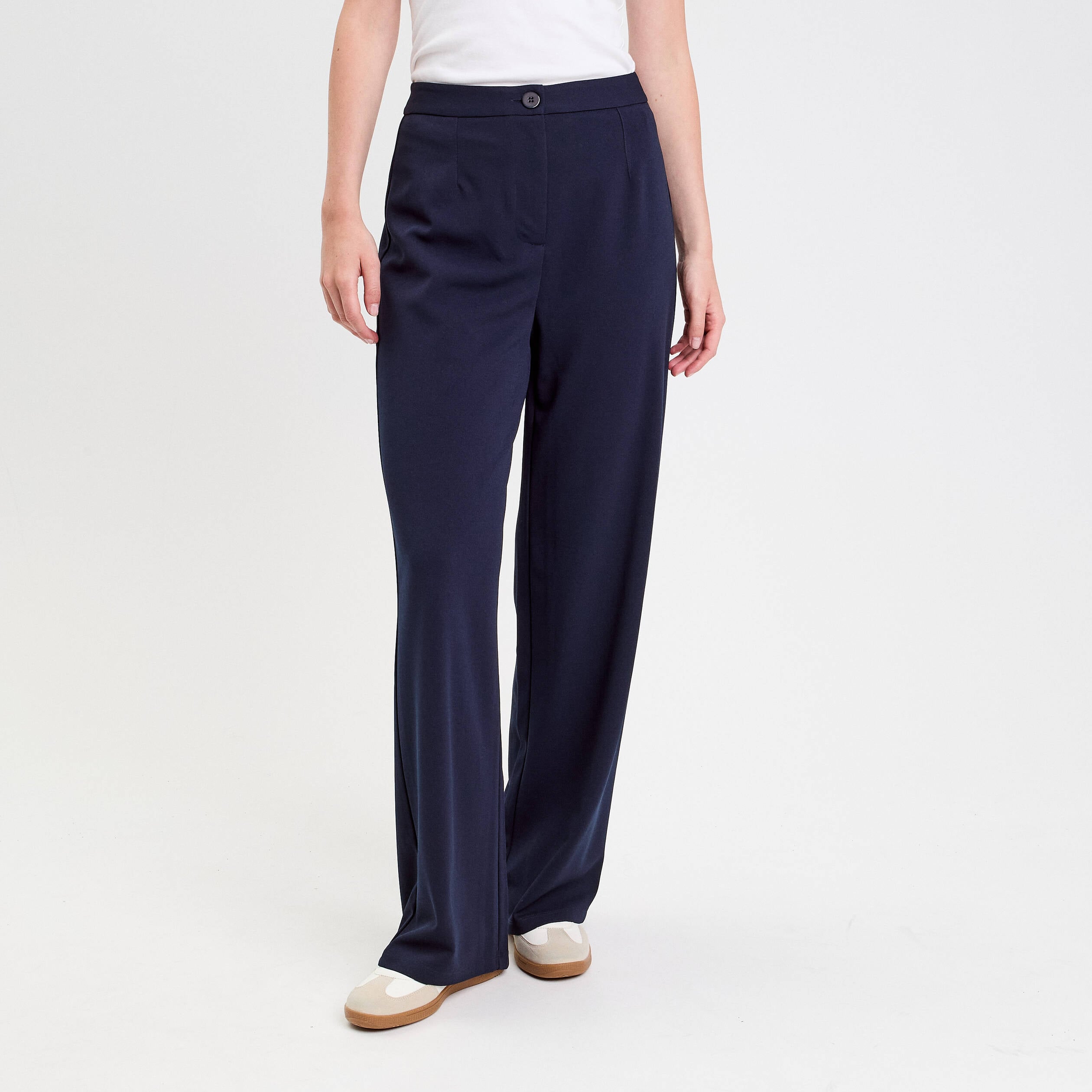 Pantalon large bleu marine femme