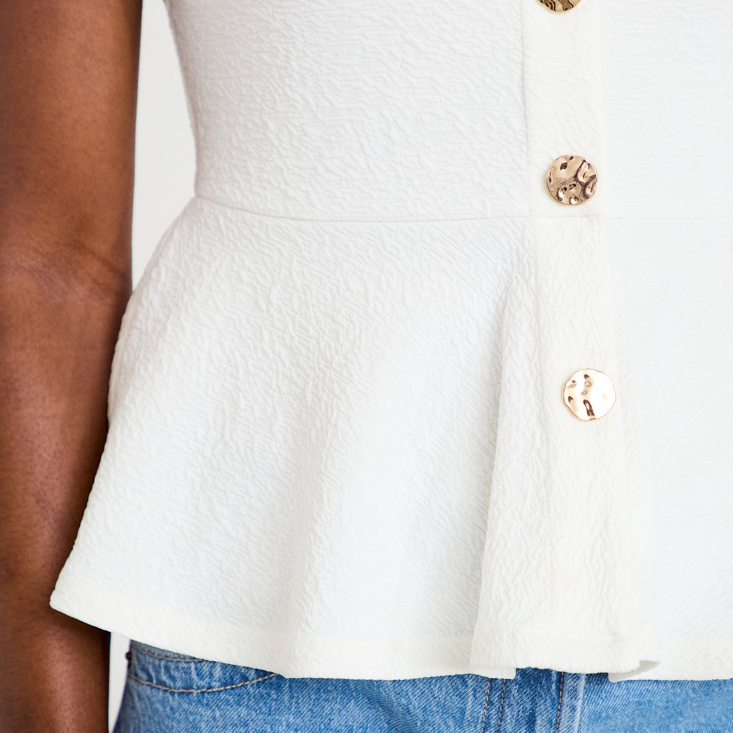 Top cintr&eacute; p&eacute;plum ecru femme