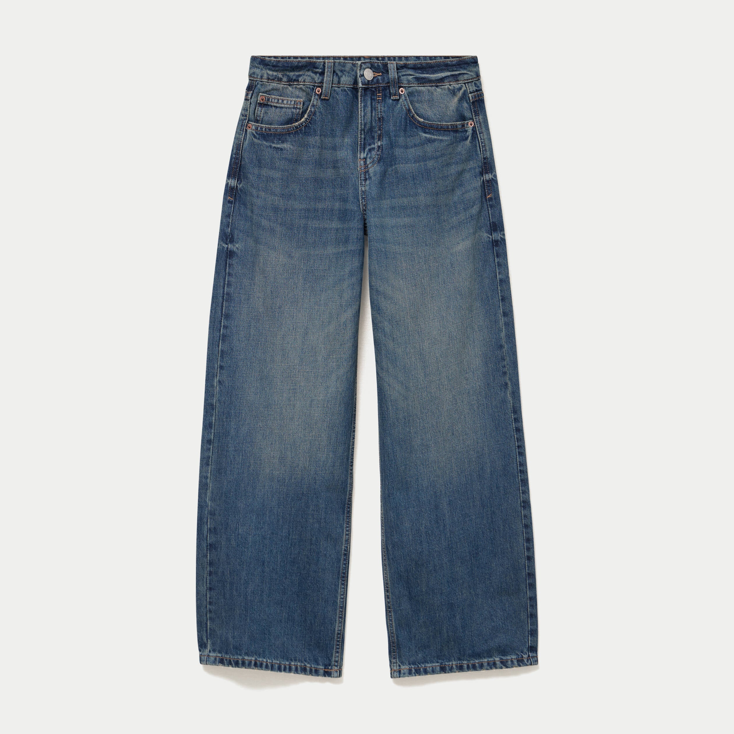 Jean wide leg taille basse denim double stone femme