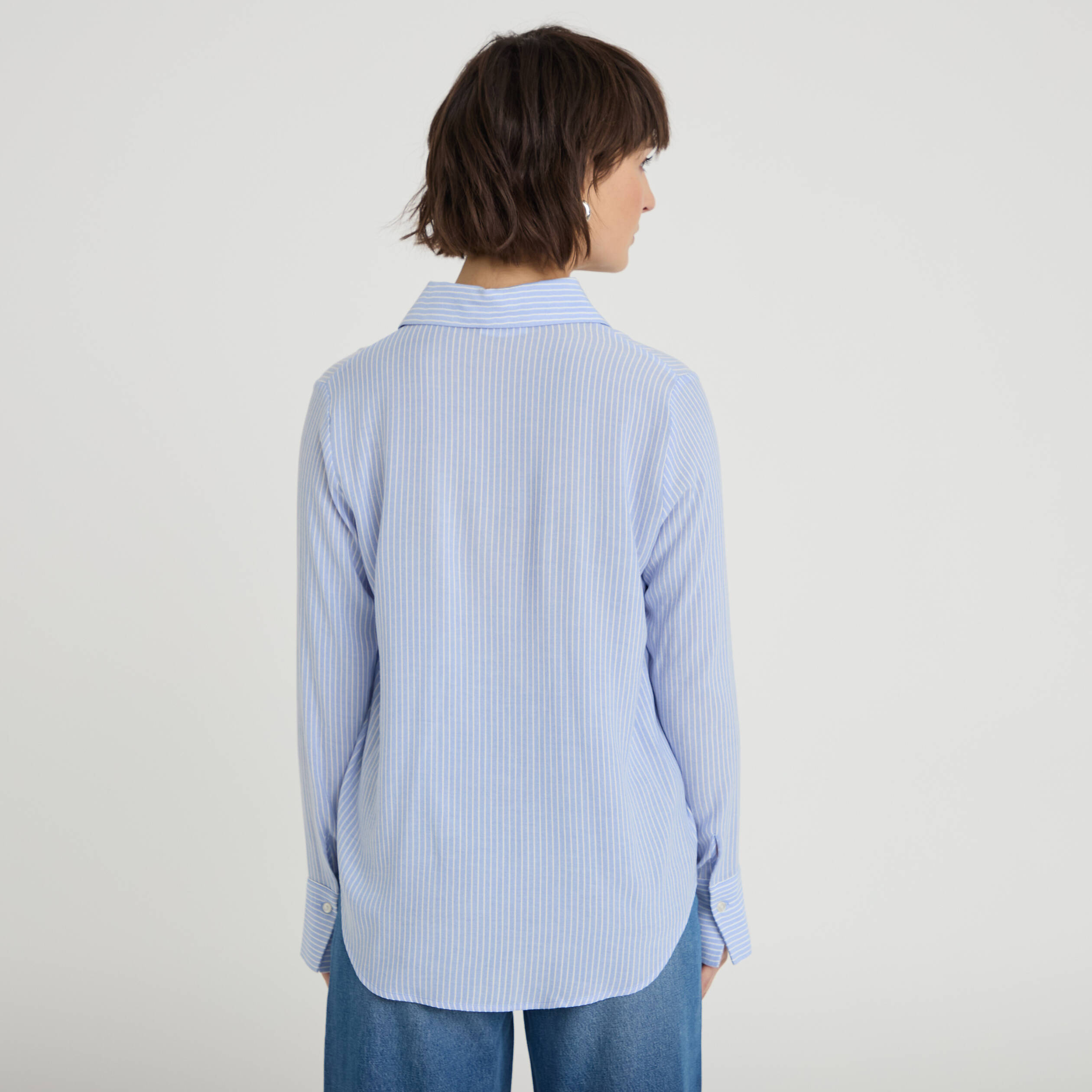 Chemise manches longues bleu femme