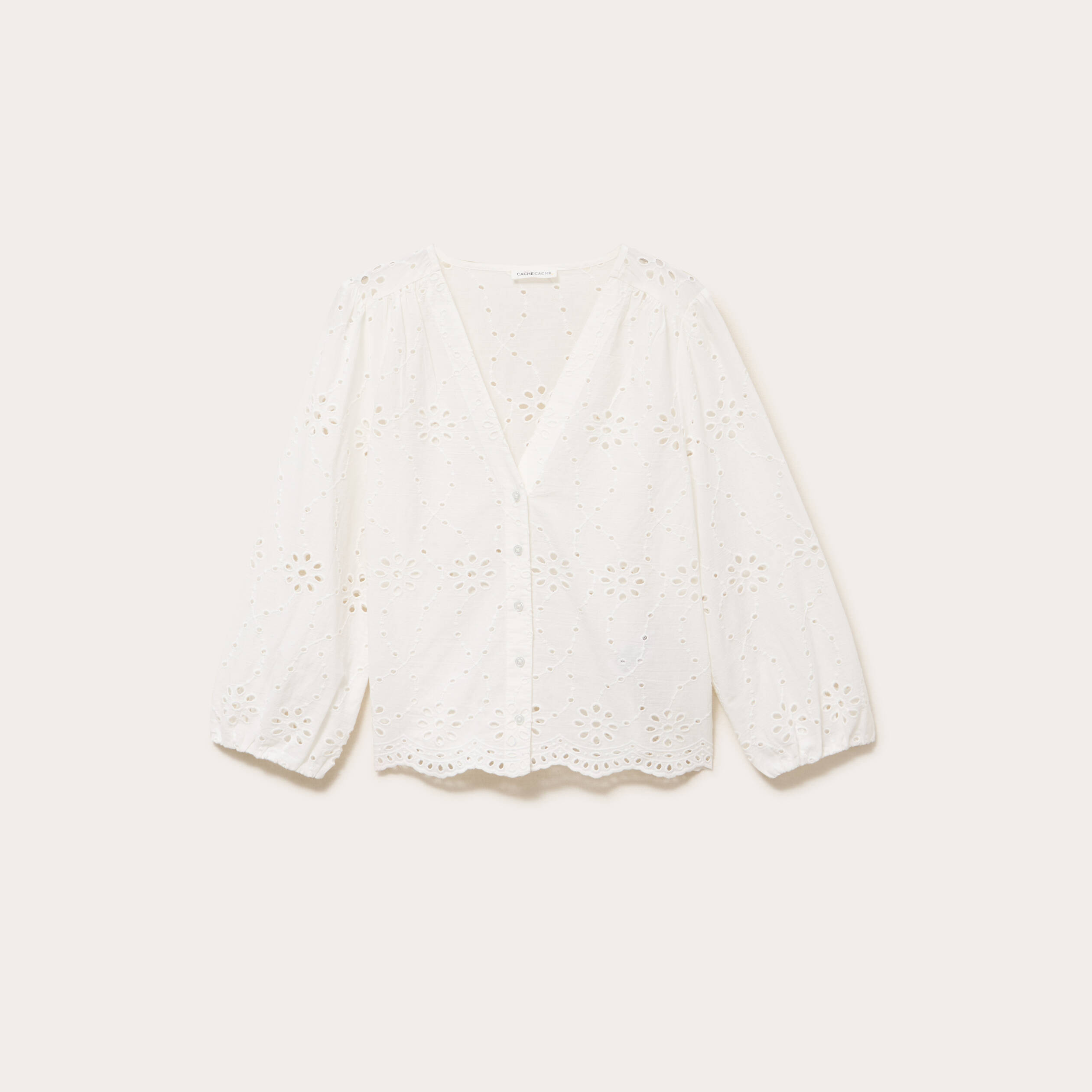 Blouse broderie anglaise ecru femme