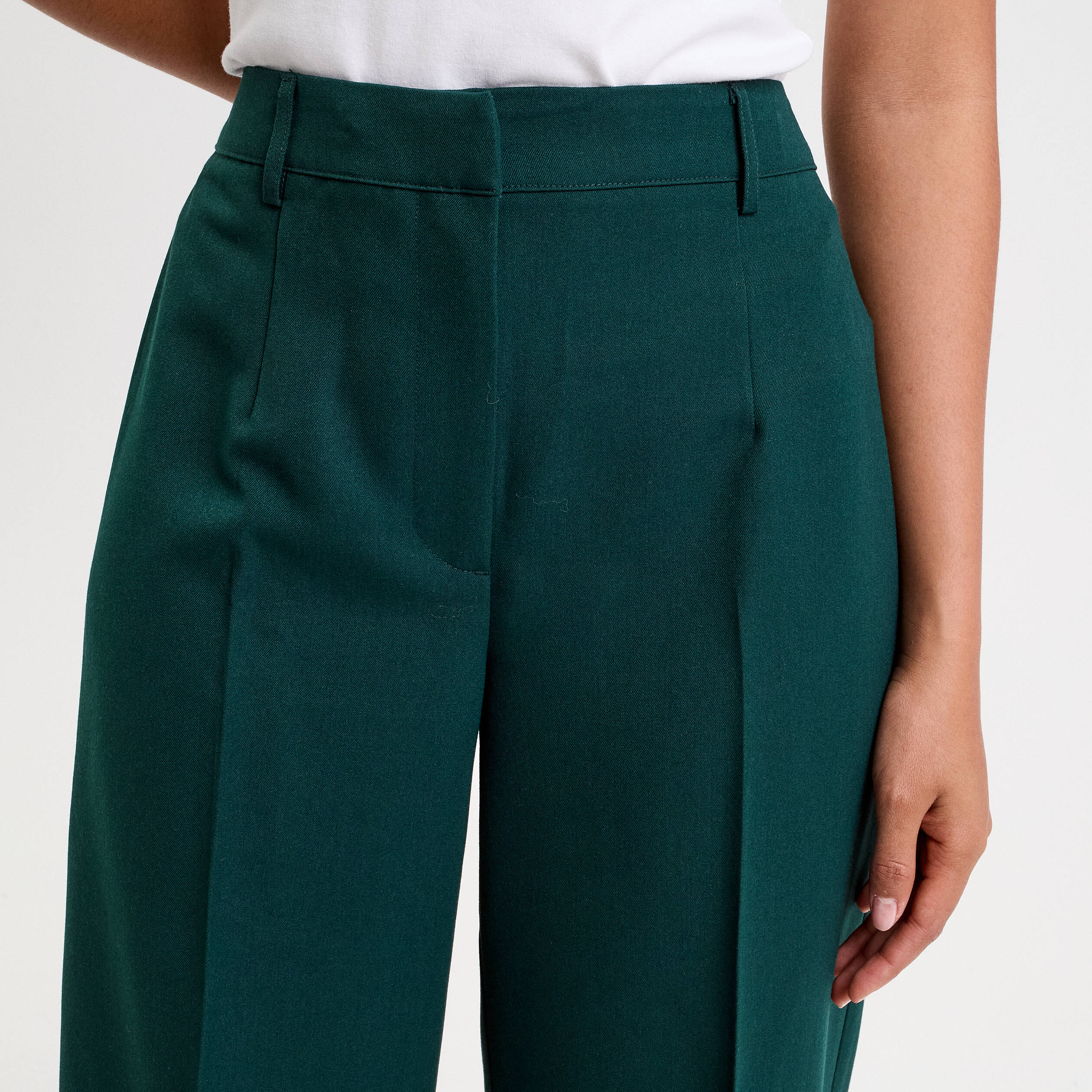 Pantalon bootcut taille haute vert fonc&eacute; femme