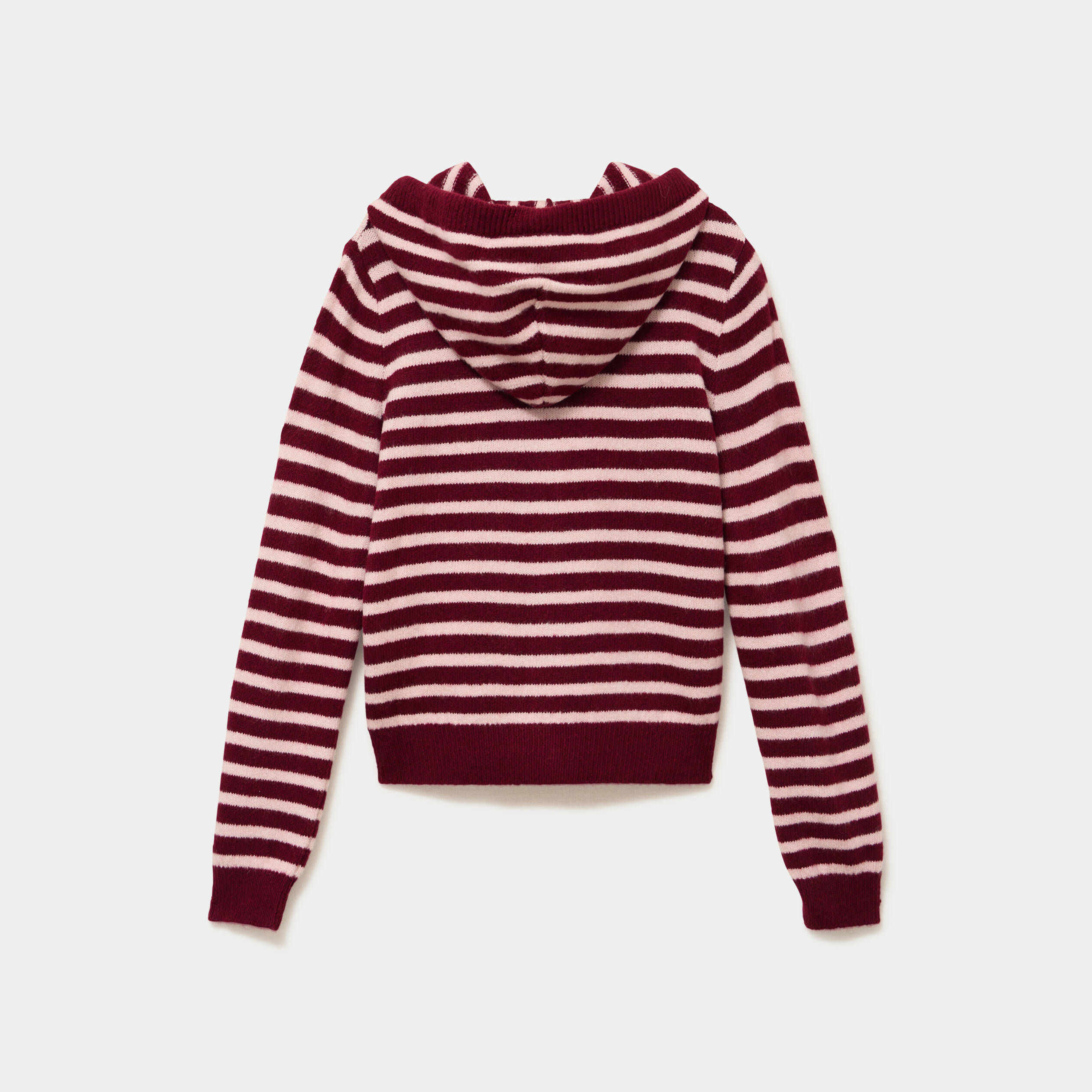 Gilet &agrave; capuche manches longues bordeaux femme