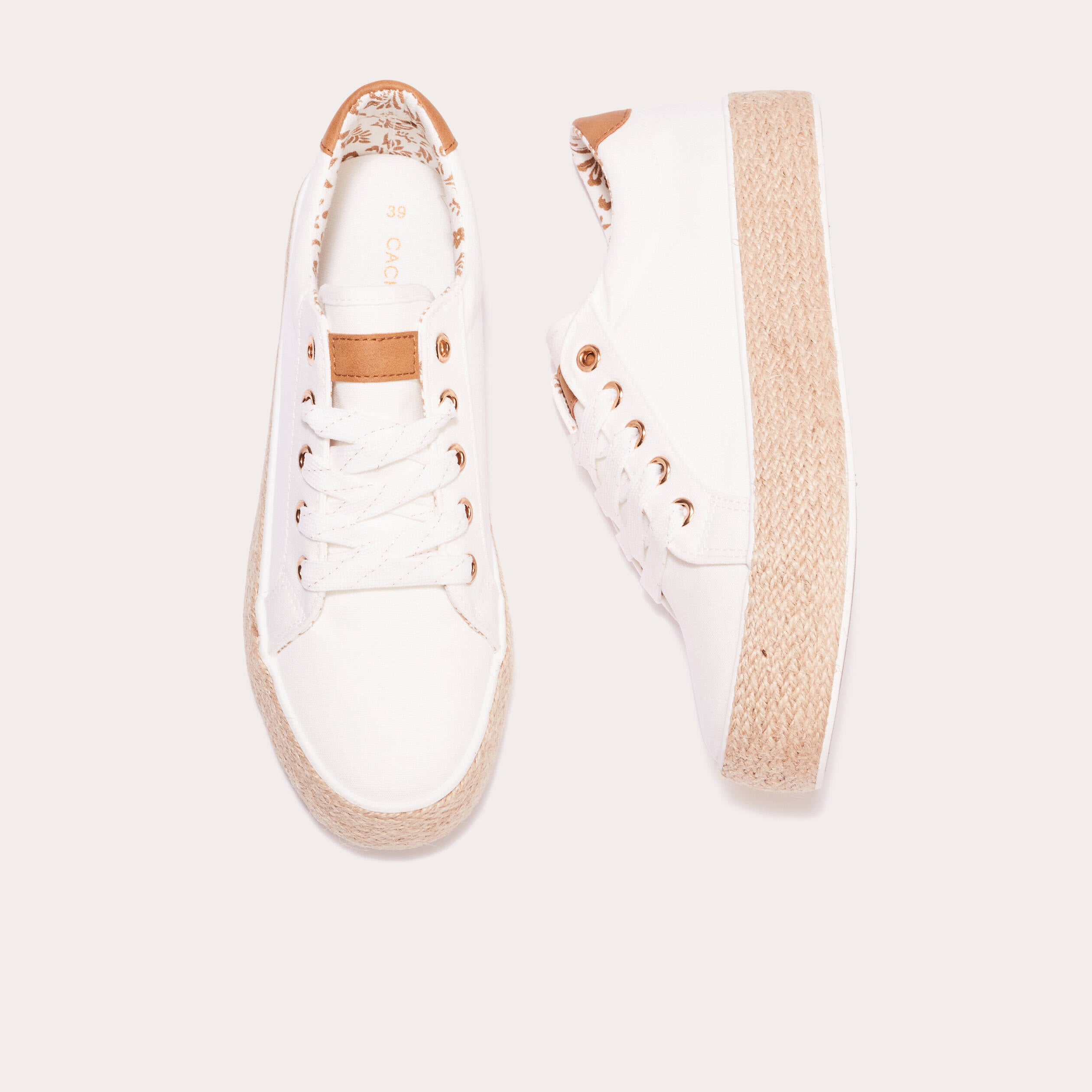 Baskets espadrilles plates ecru femme