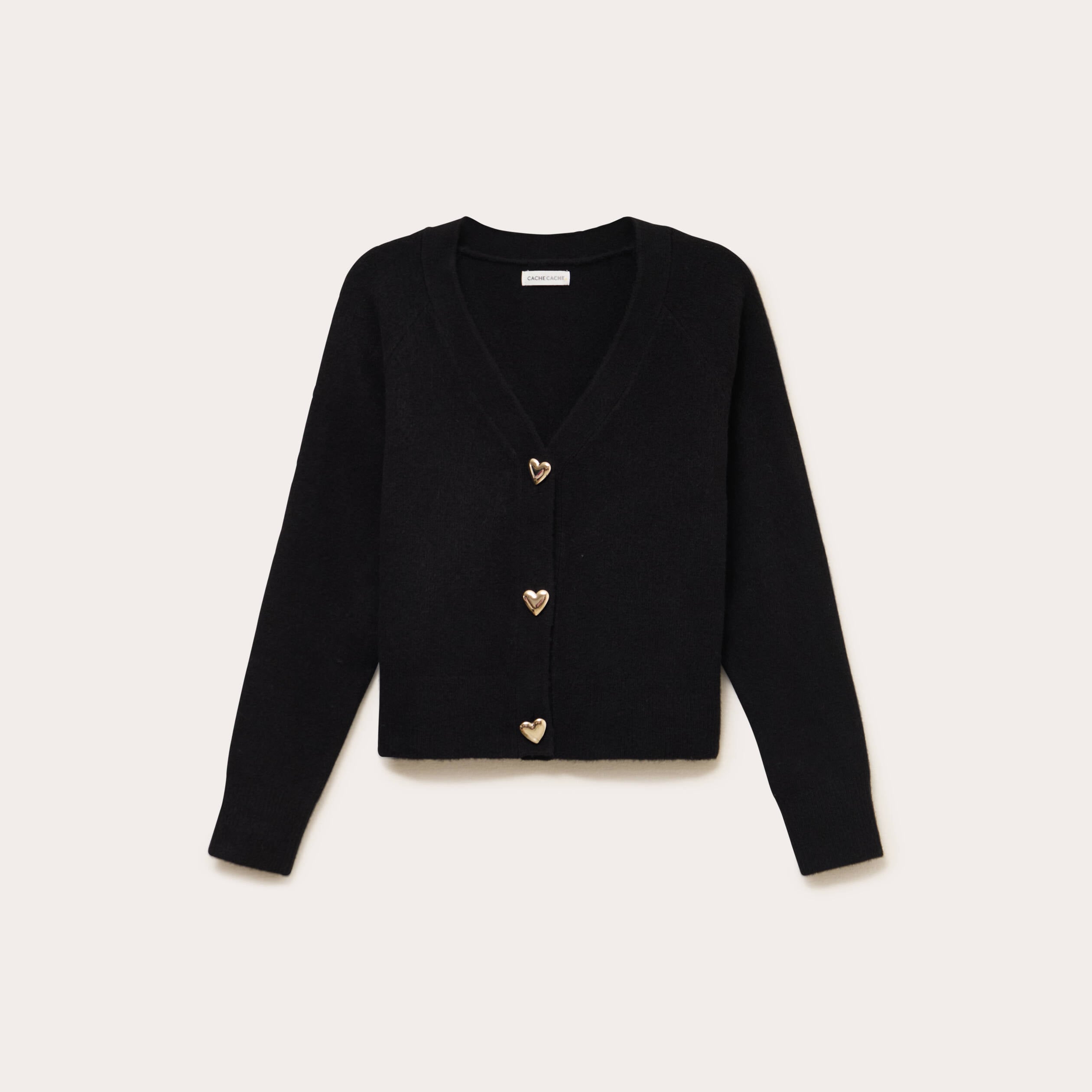 Gilet boutons coeur noir femme