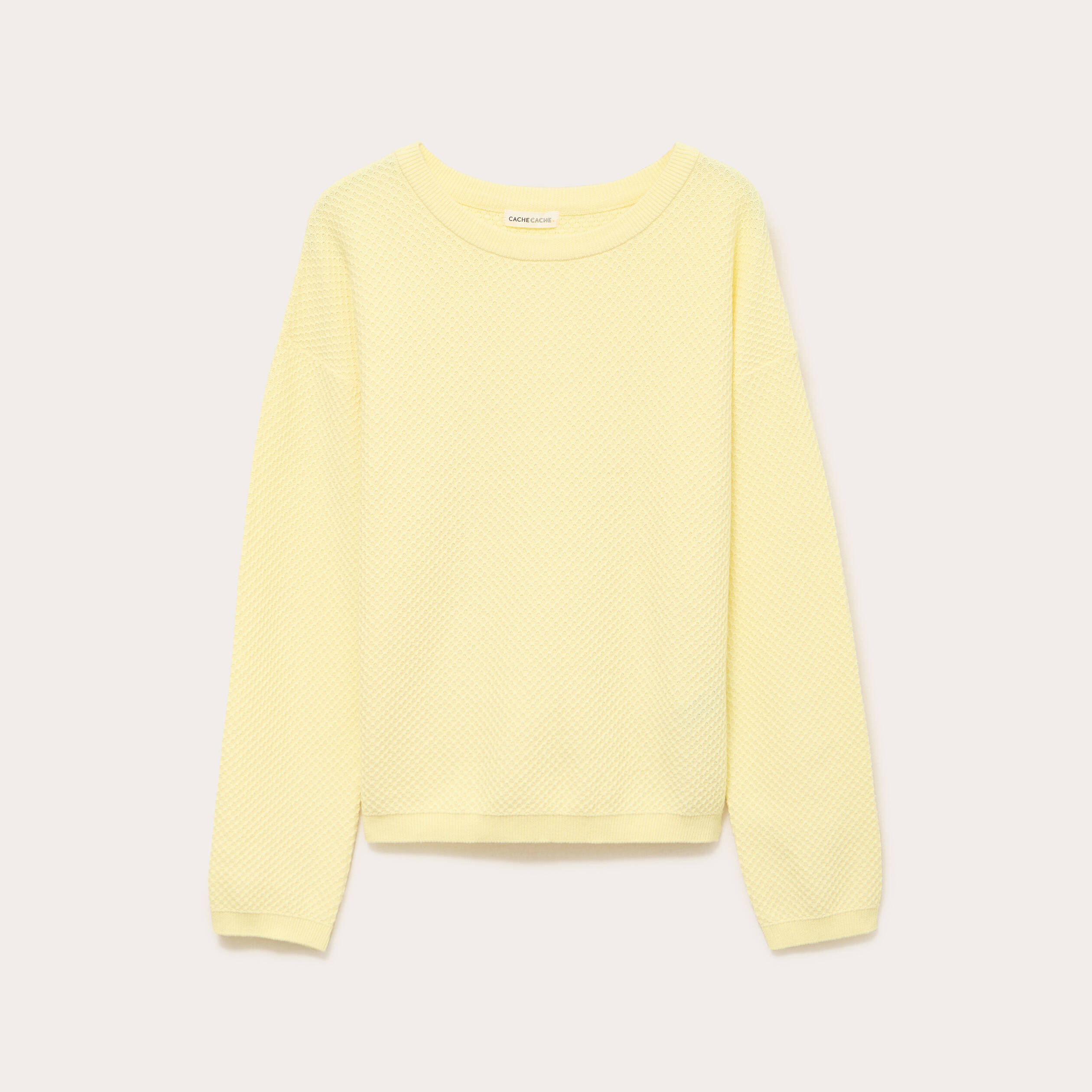 Pull manches longues jaune clair femme