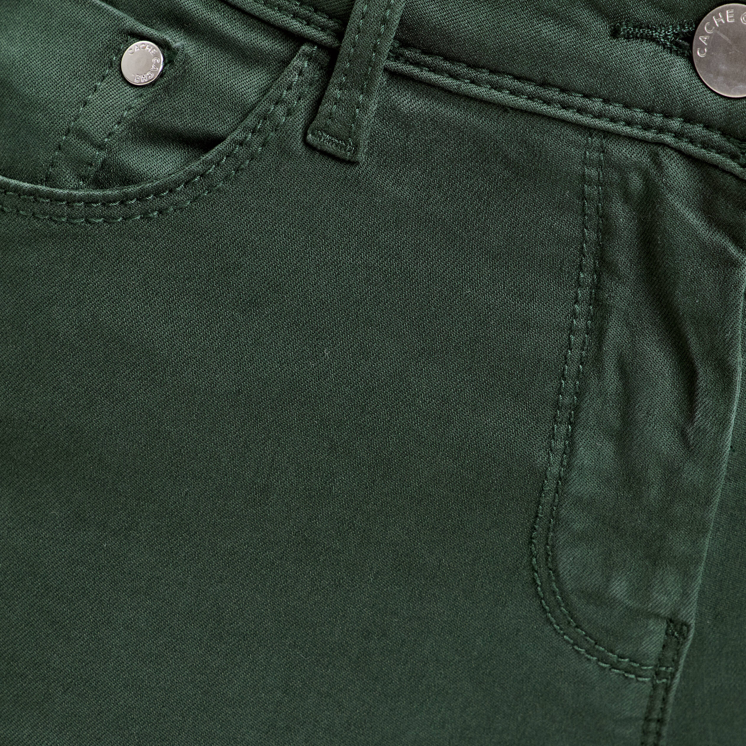 Jeans slim 5 poches vert fonc&eacute; femme