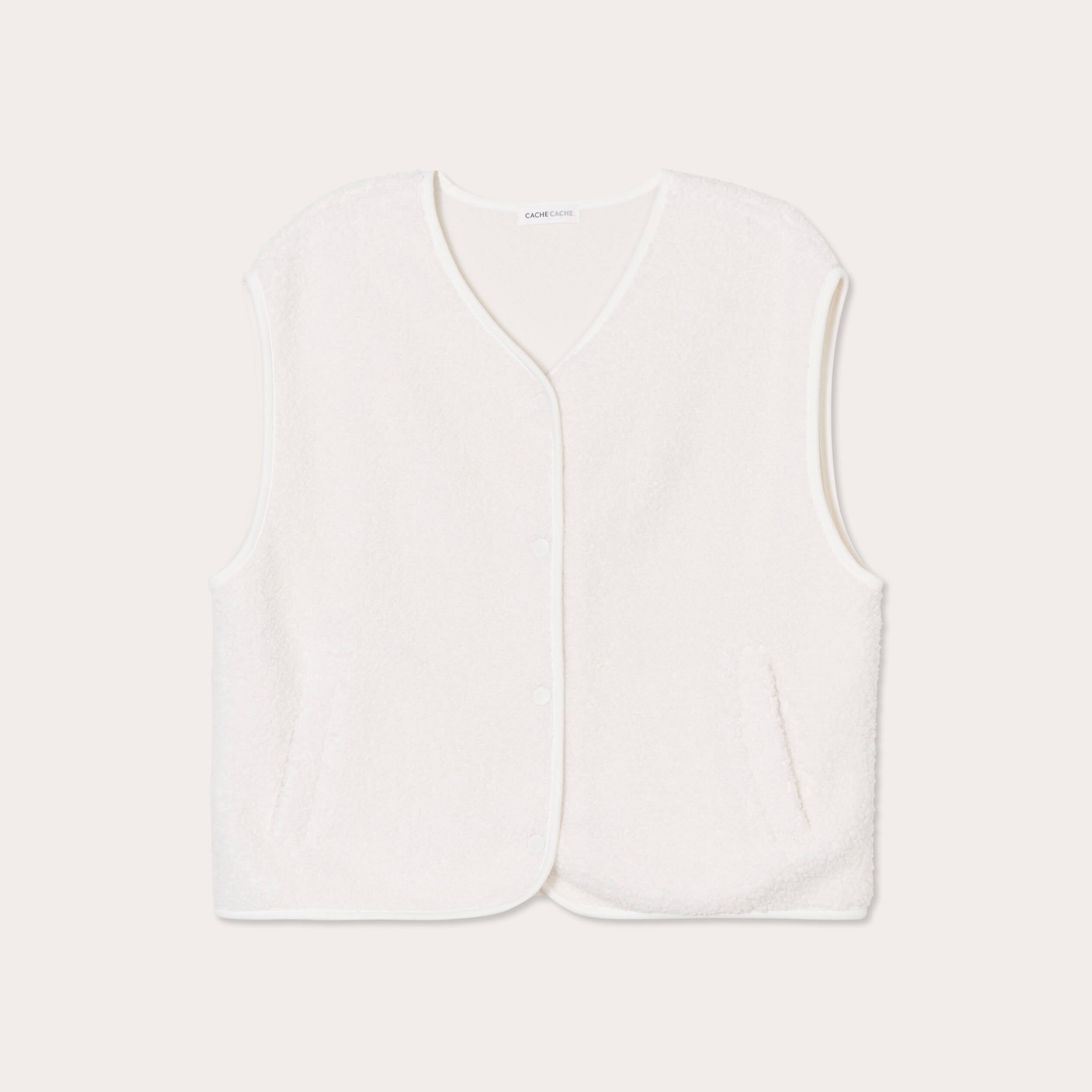 Gilet sans manches effet polaire ecru femme