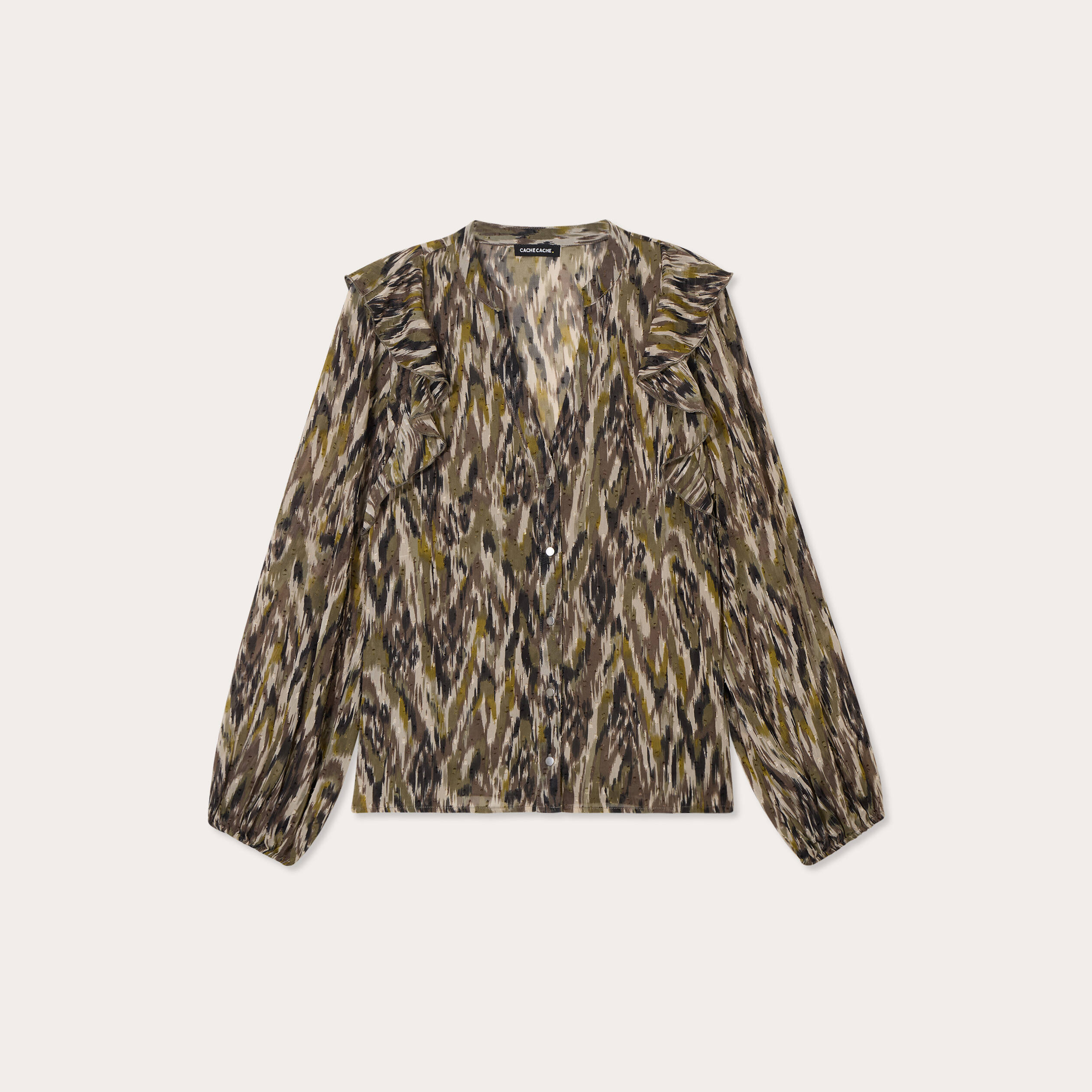Blouse manches longues vert kaki femme