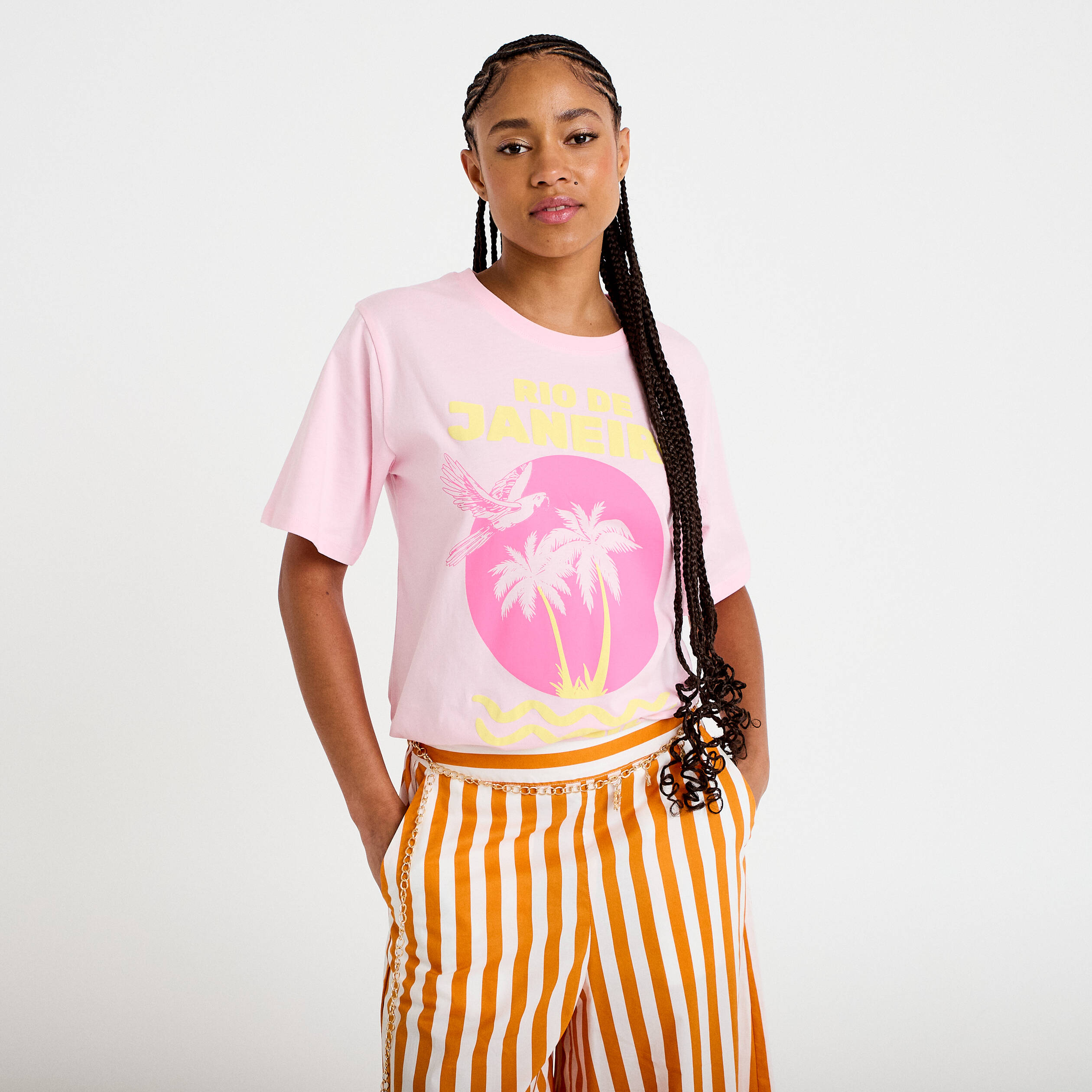 T-shirt oversize manches courtes rose clair femme