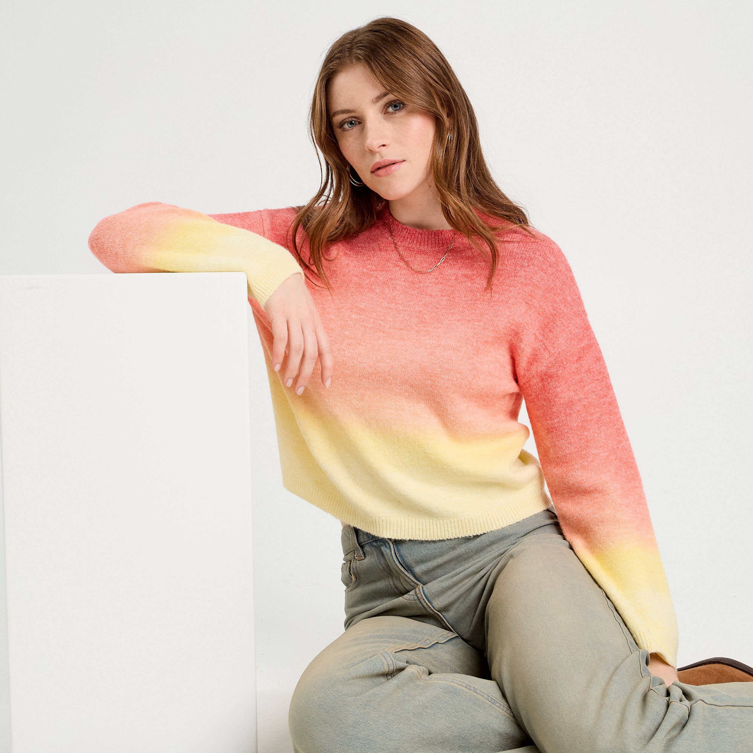 Pull manches longues rouge femme