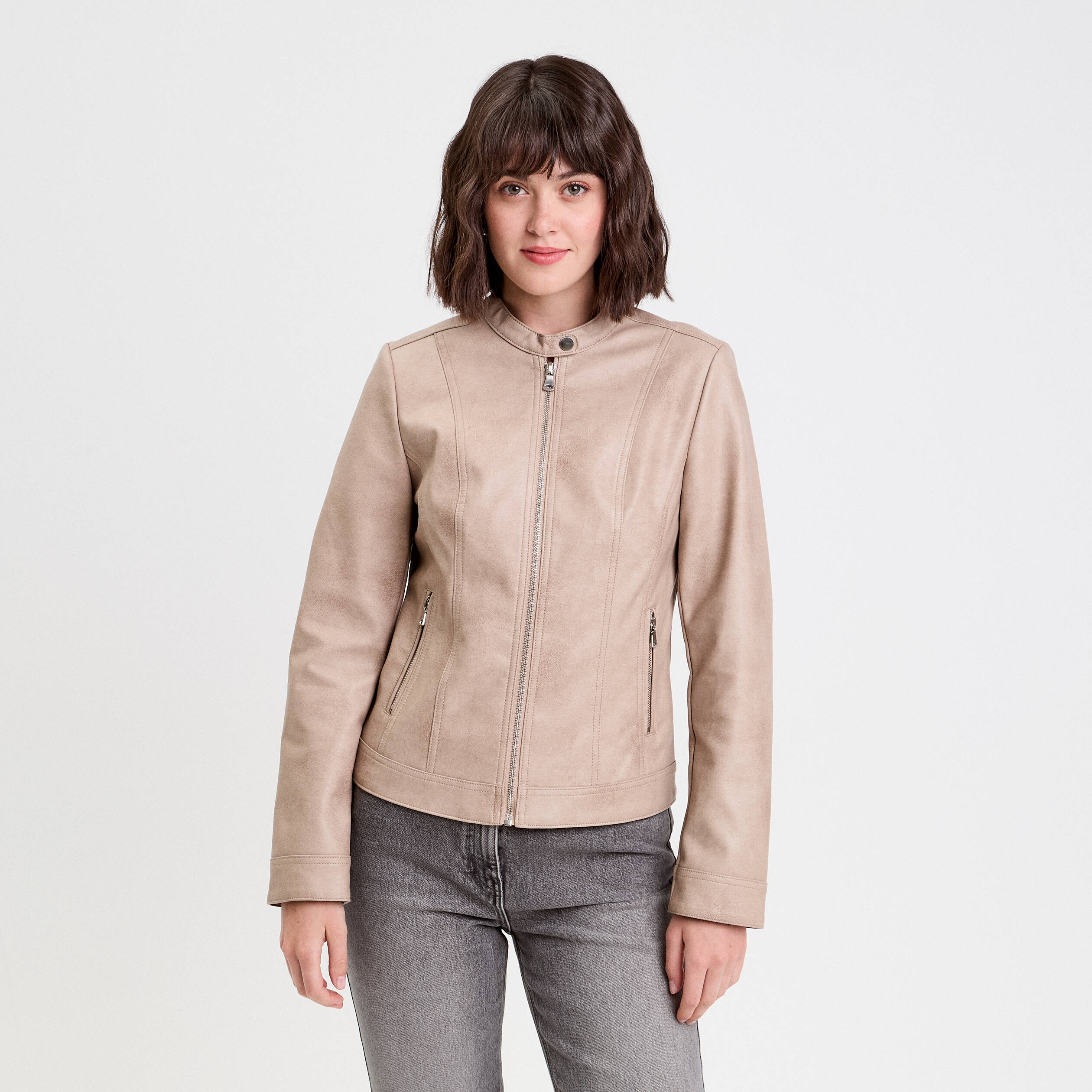 Veste En Similicuir Femme - Coupe Courte Zippée - Style Intemporel Et Polyvalent - 4