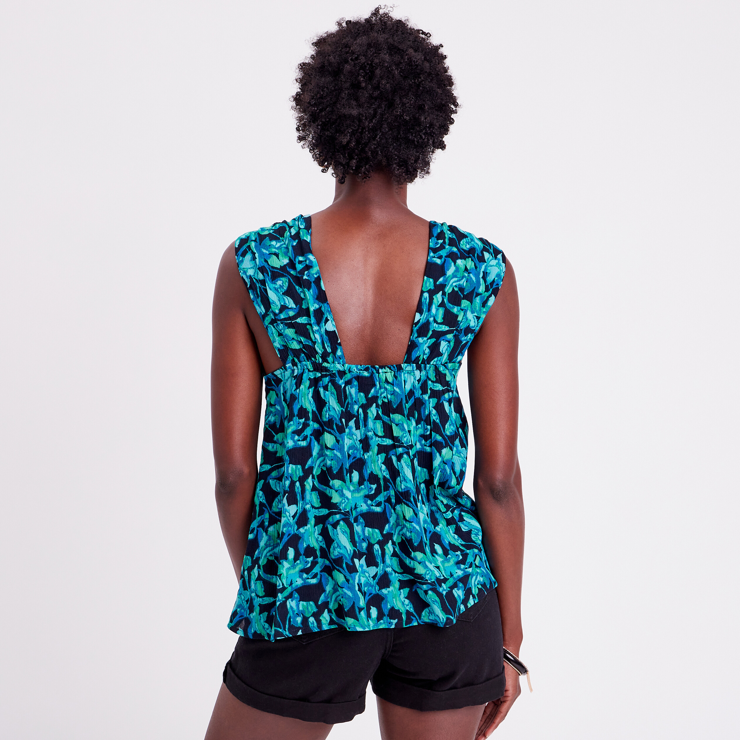 Blouse bretelles larges noir femme