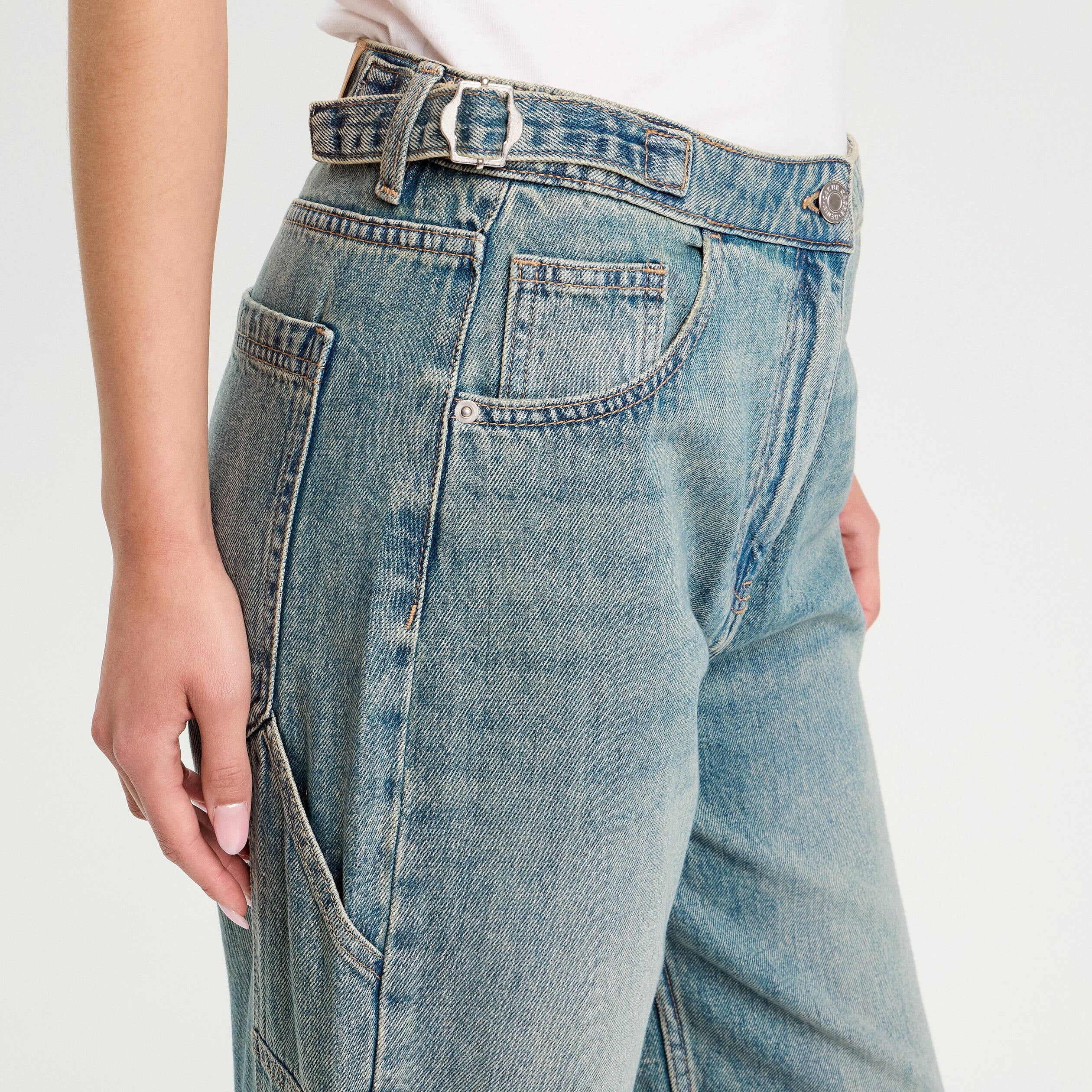 Jeans wide leg carpenter denim dirty femme