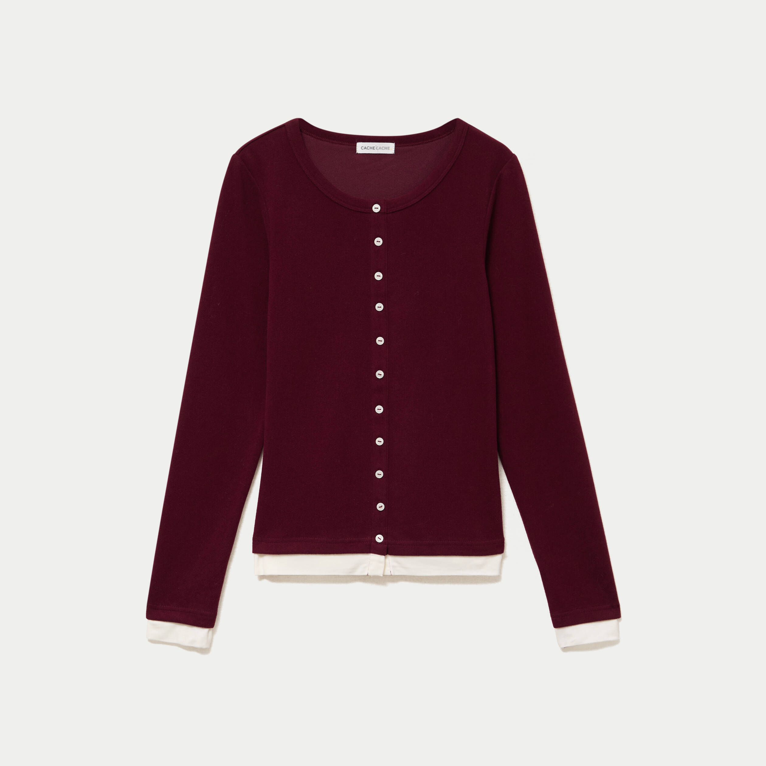 Doudou col rond manches longues bordeaux femme