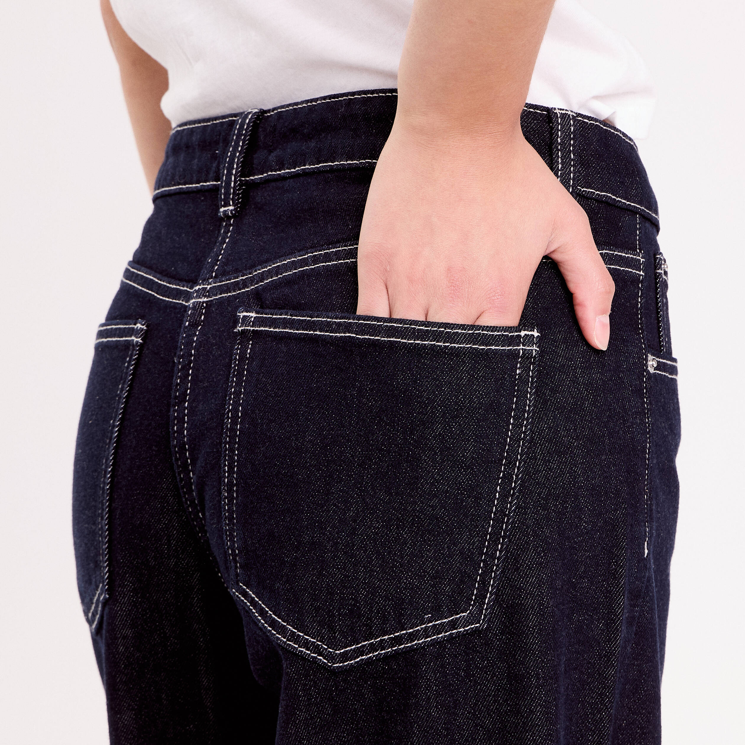 Jean wide leg taille standard denim brut femme