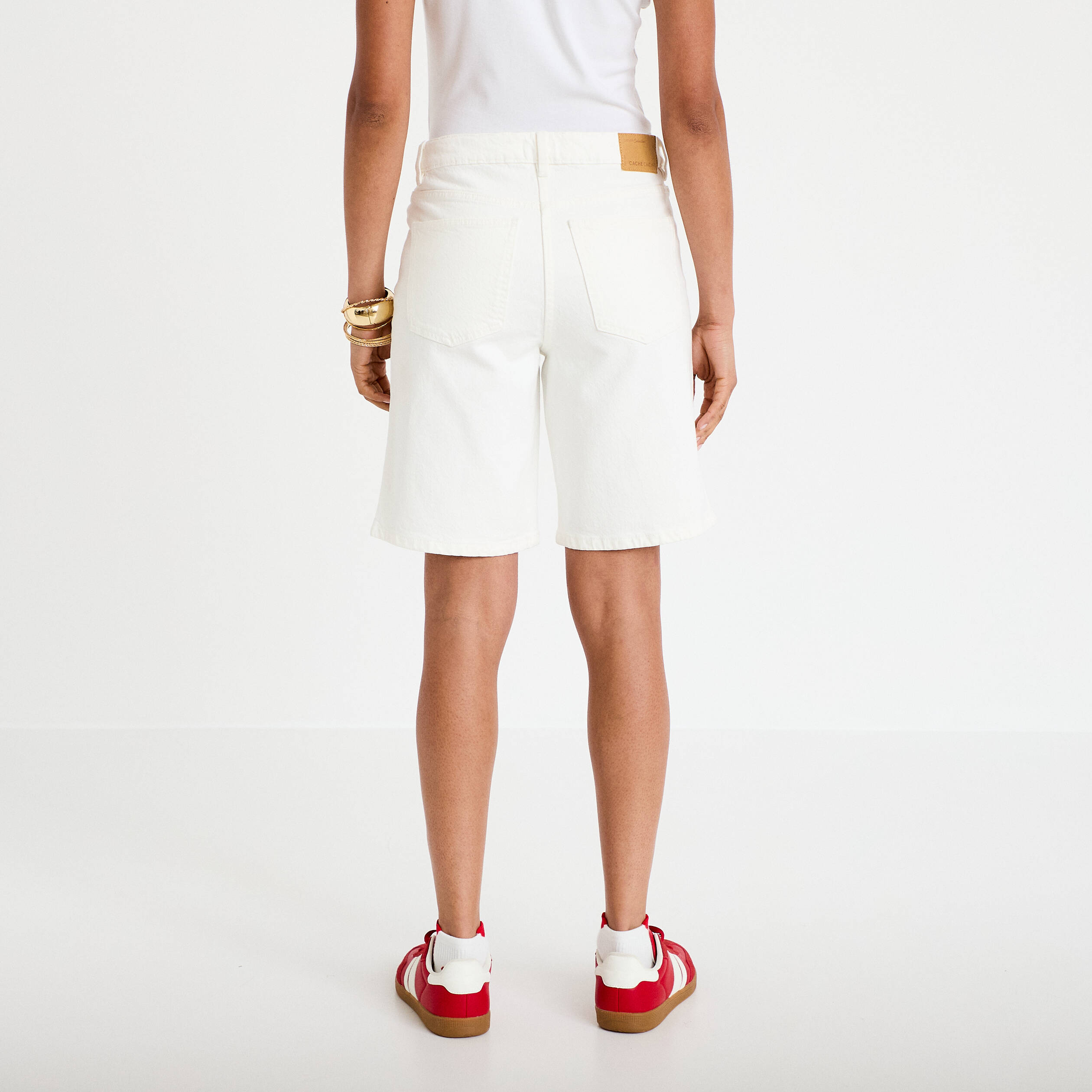 Bermuda en jean denim blanc femme