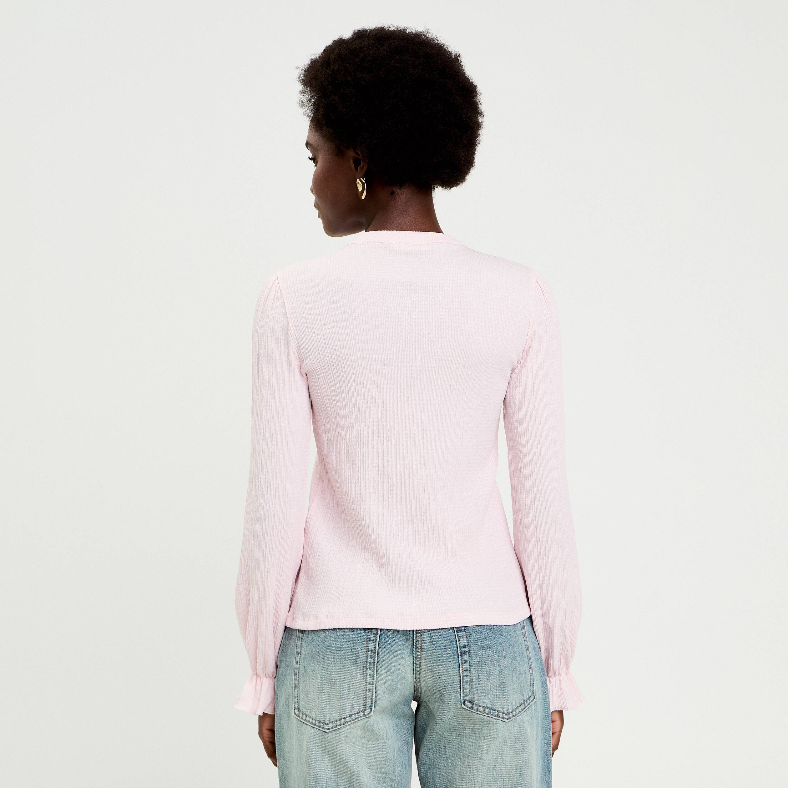 Blouse manches longues rose clair femme