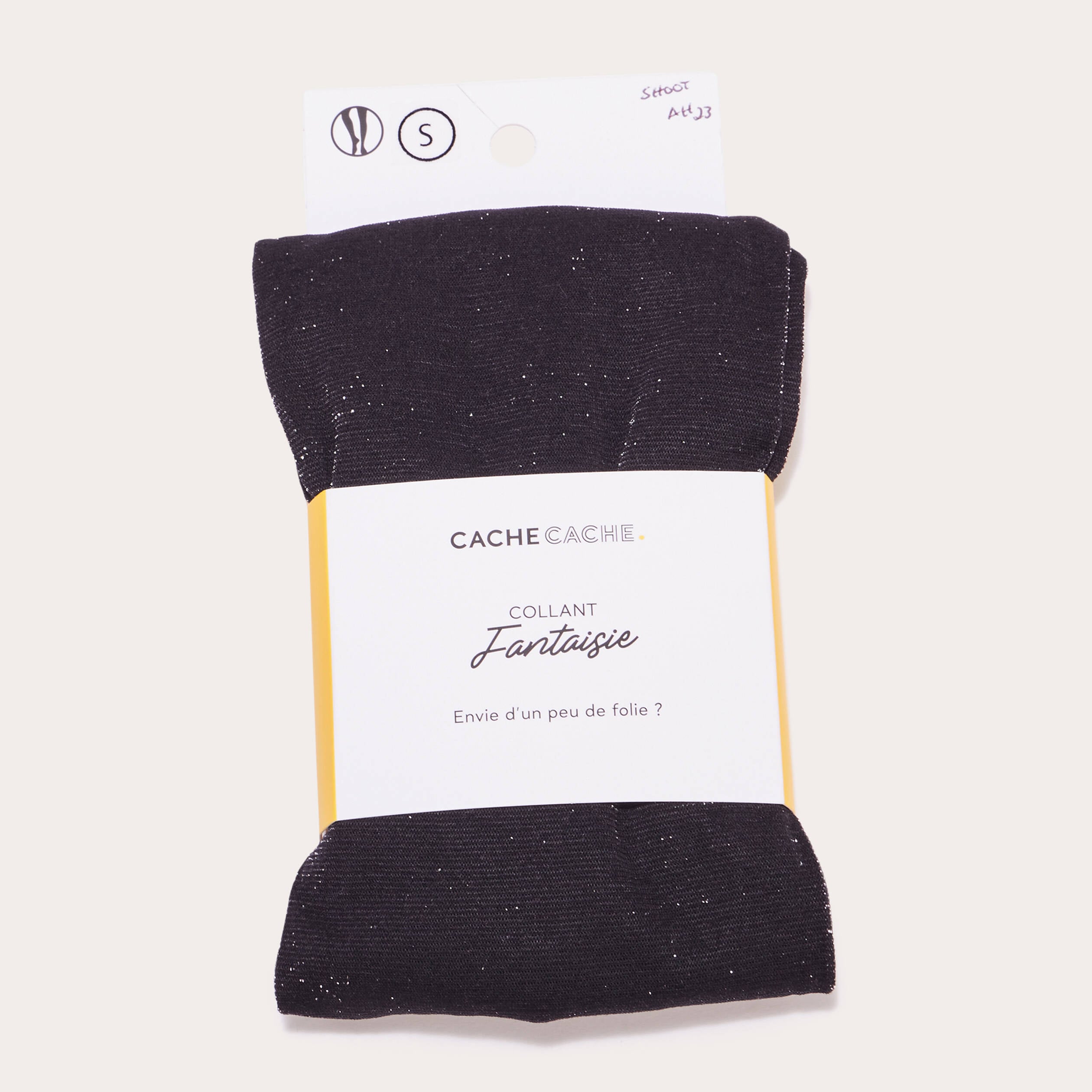 Collants fils m&eacute;tallis&eacute;s noir femme