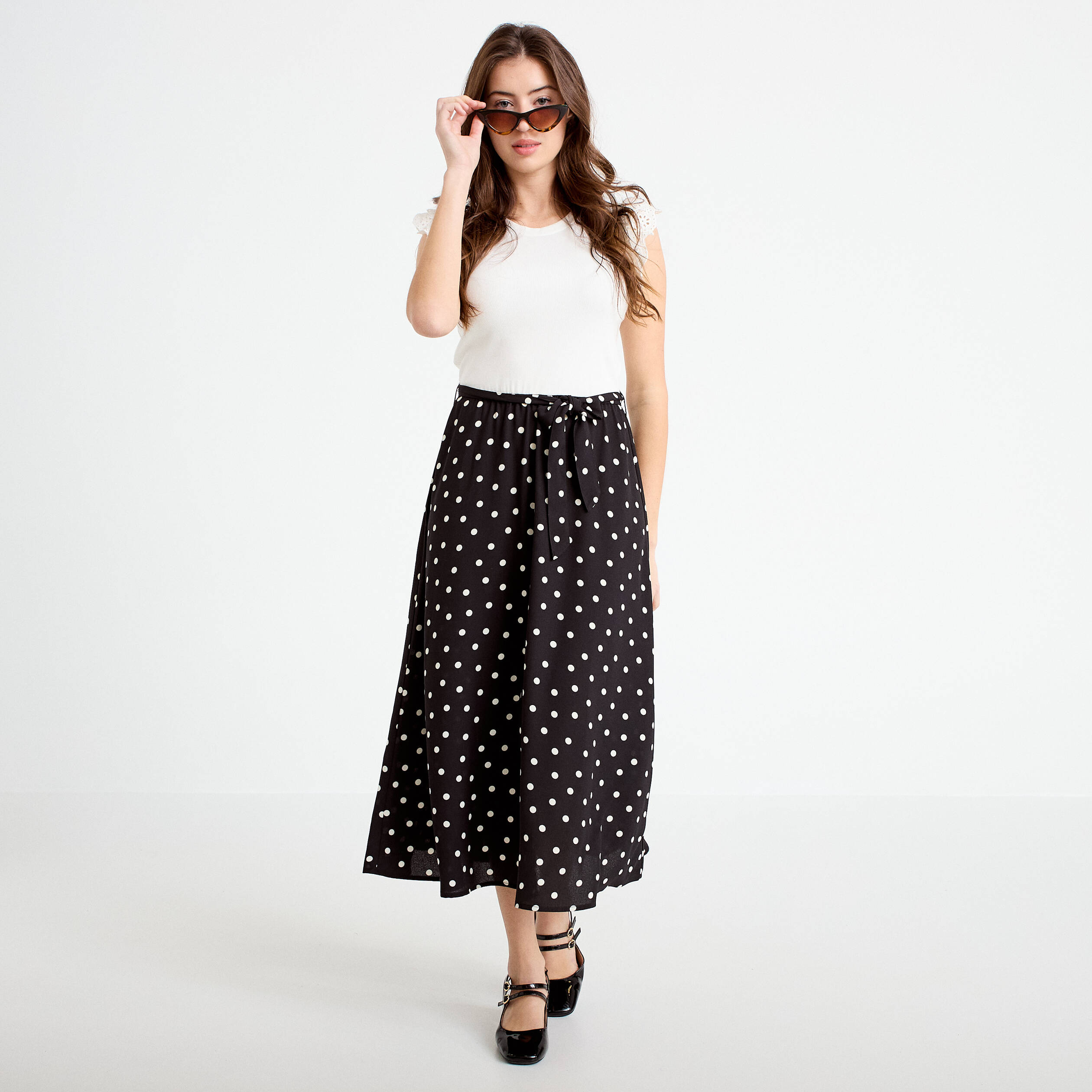 Robe longue bi-mati&egrave;re noir femme