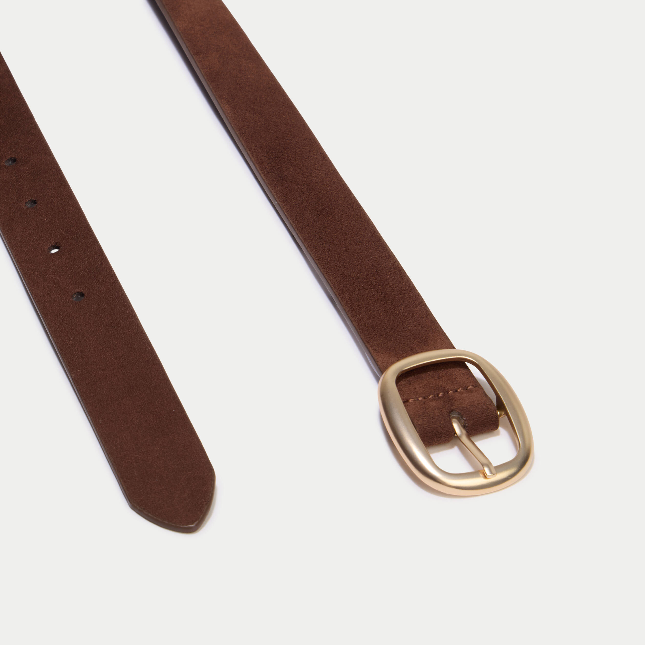 Ceinture large aspect daim marron fonc&eacute; femme