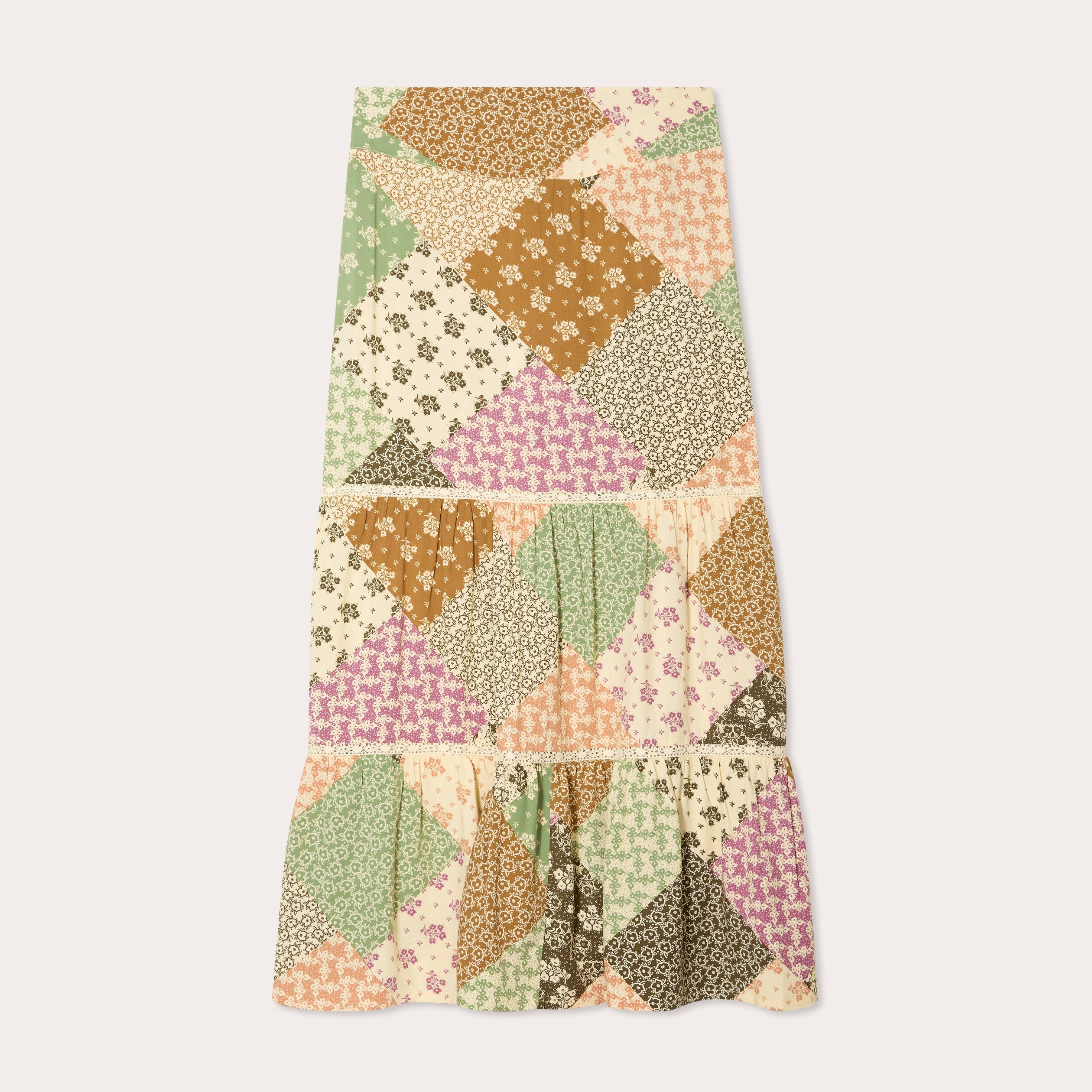 Jupe longue &eacute;vas&eacute;e beige femme