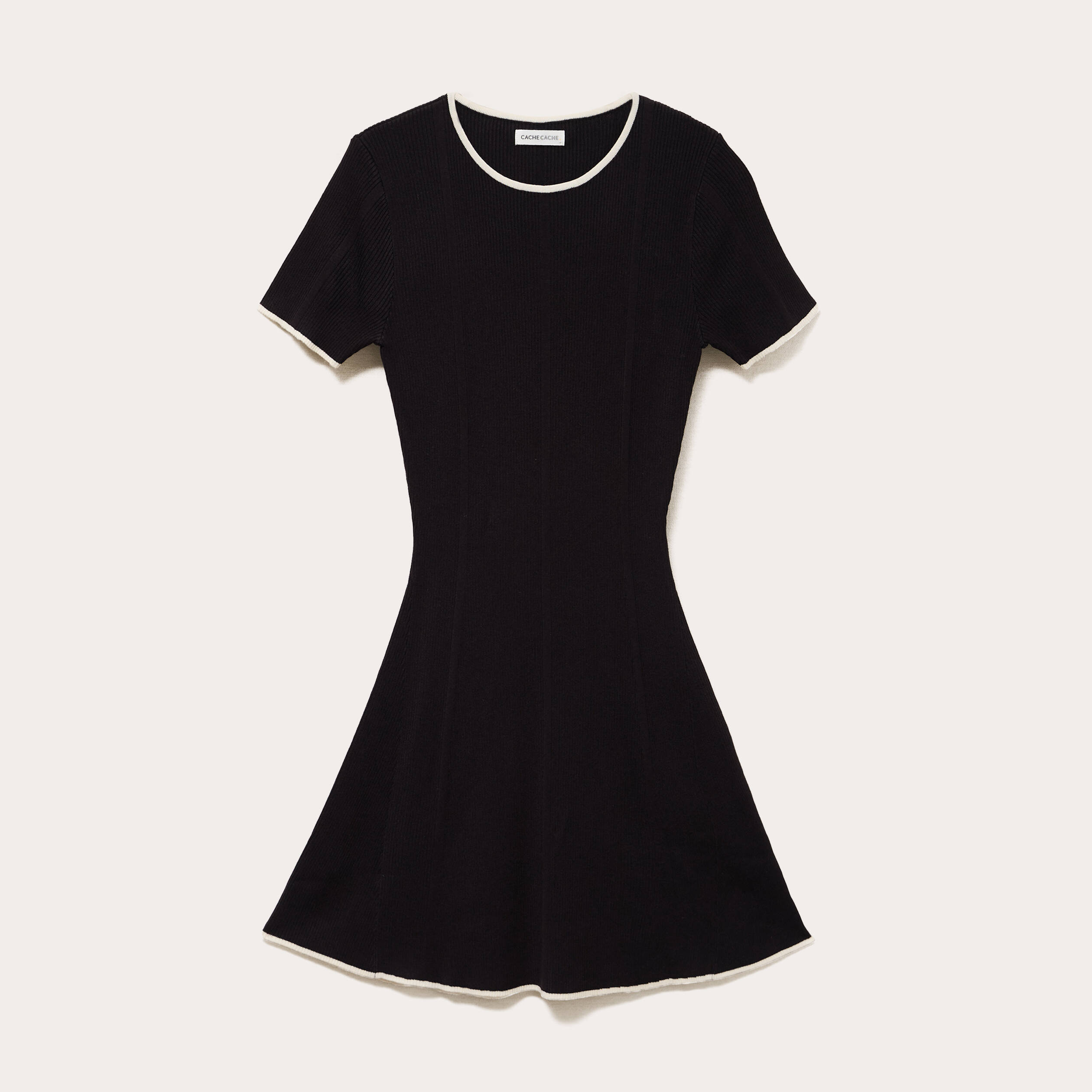 Robe droite manches courtes noir femme