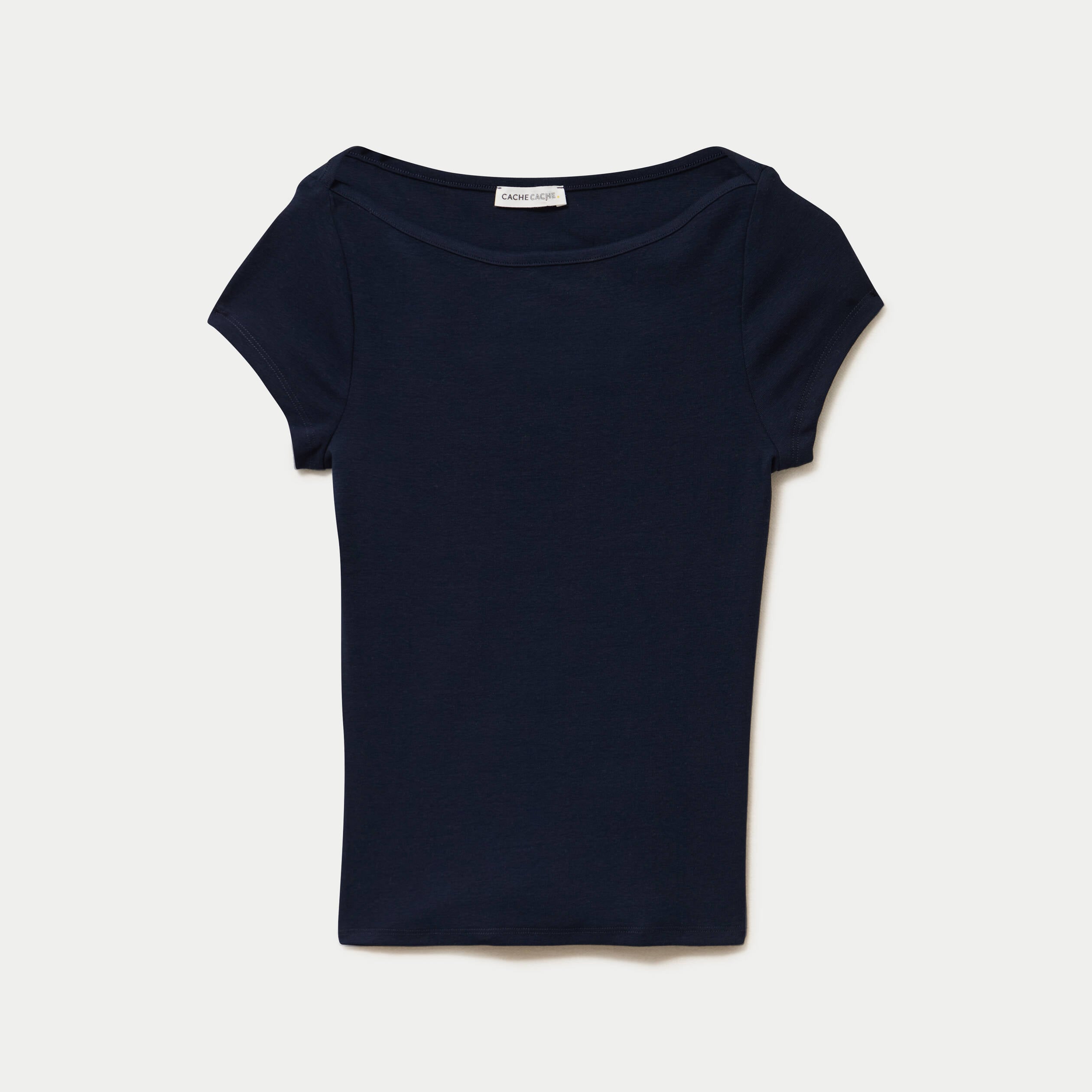 T-shirt ajust&eacute; manches courtes bleu marine femme