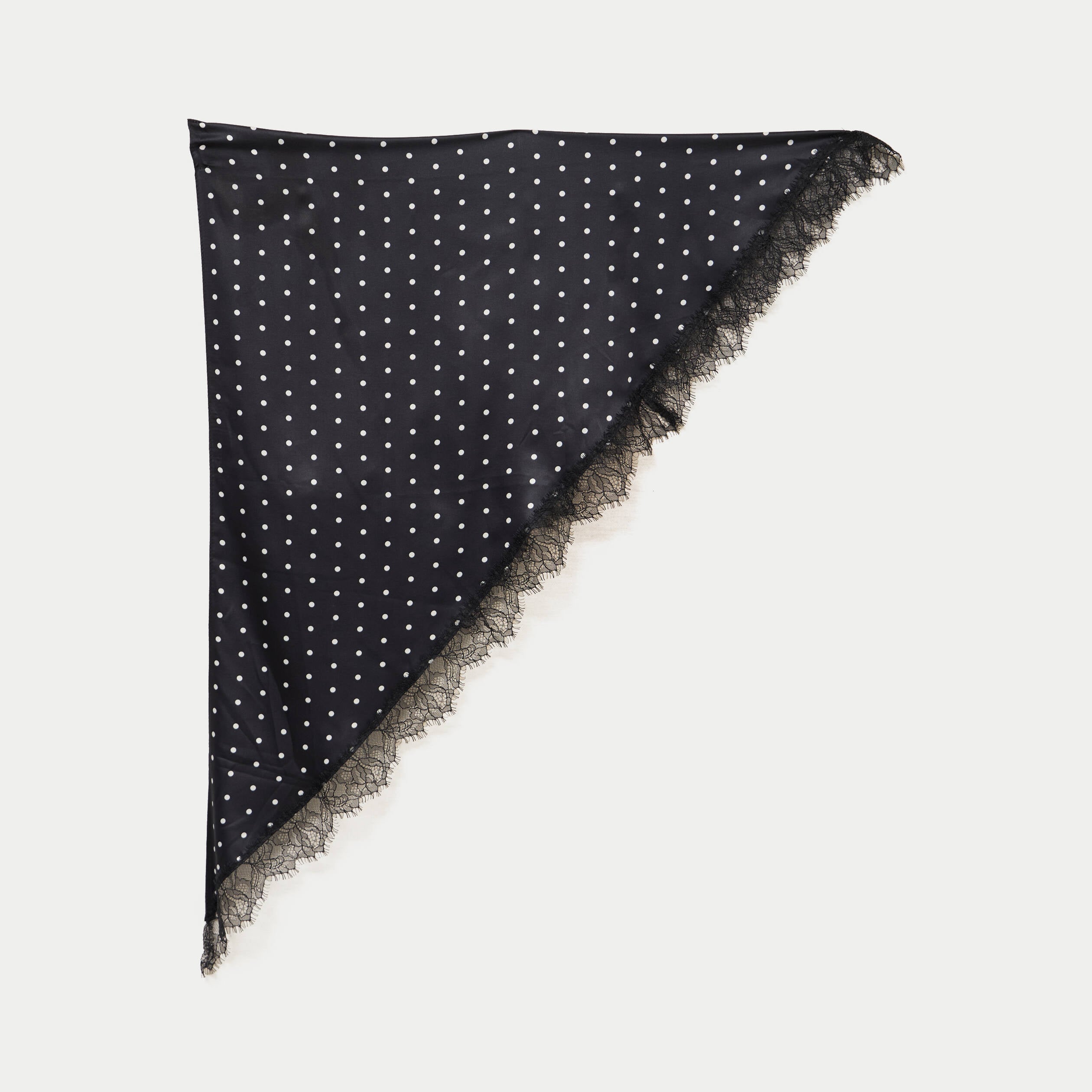 Foulard satin&eacute; avec dentelle noir femme