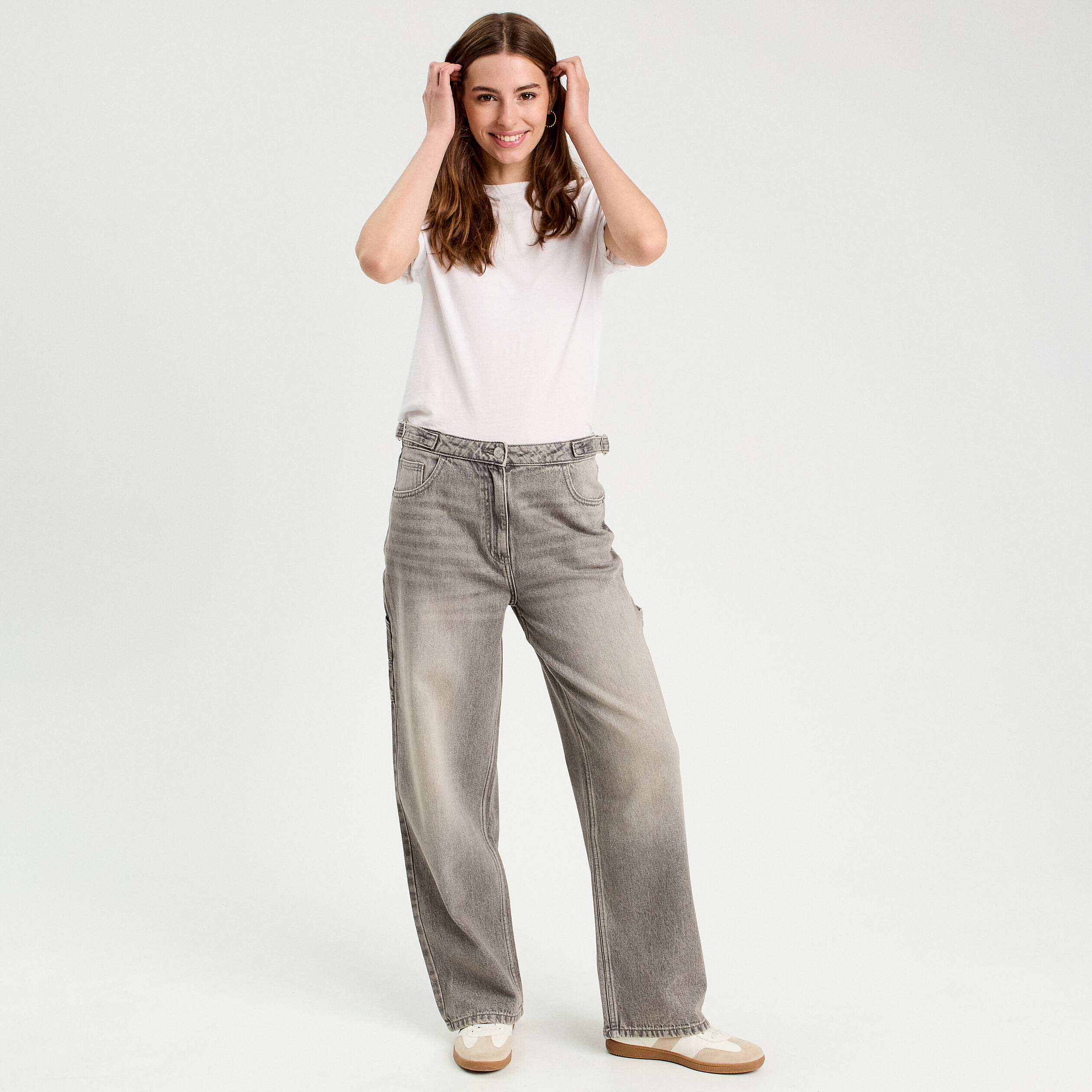 Jeans wide leg carpenter denim gris femme