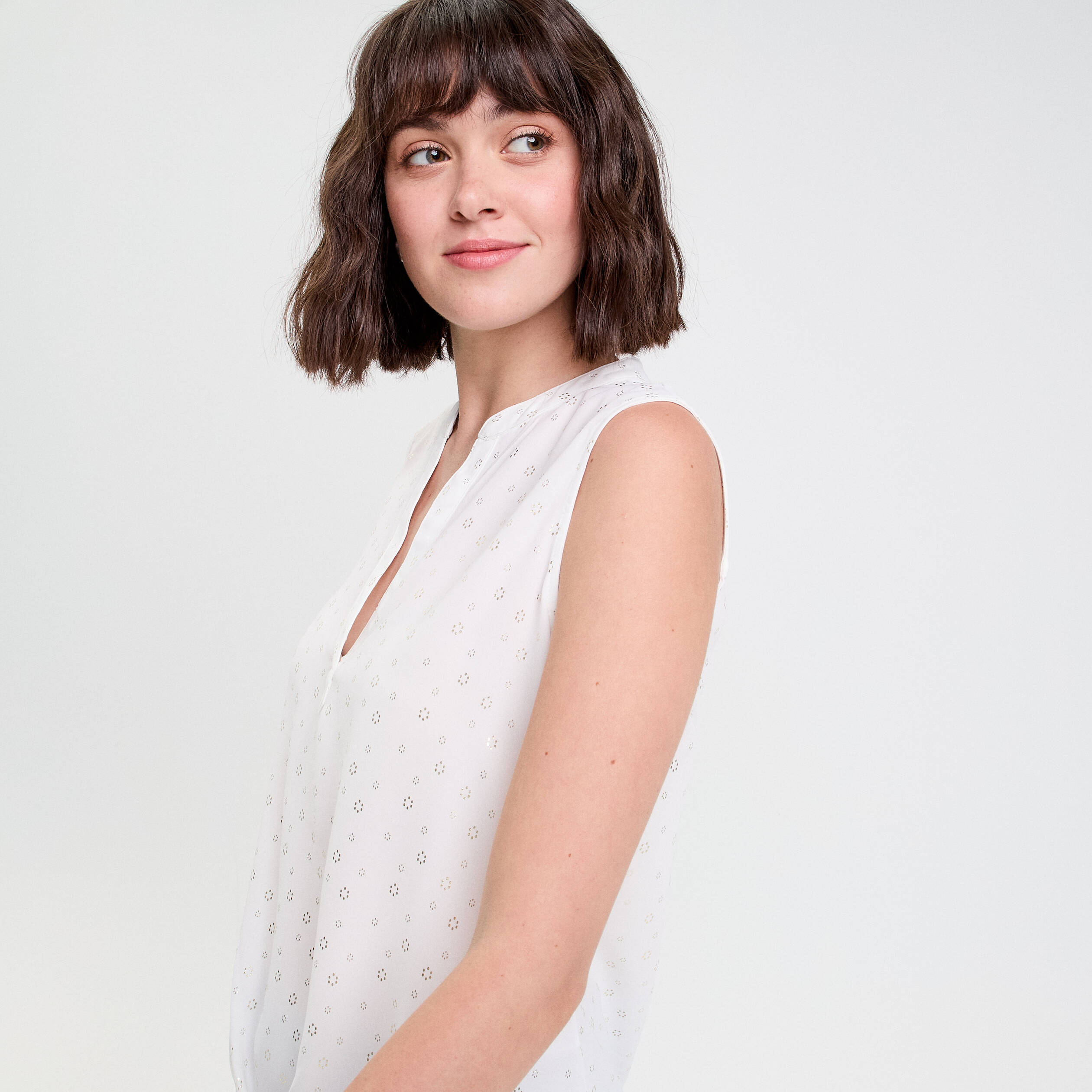 Blouse sans manches blanc femme